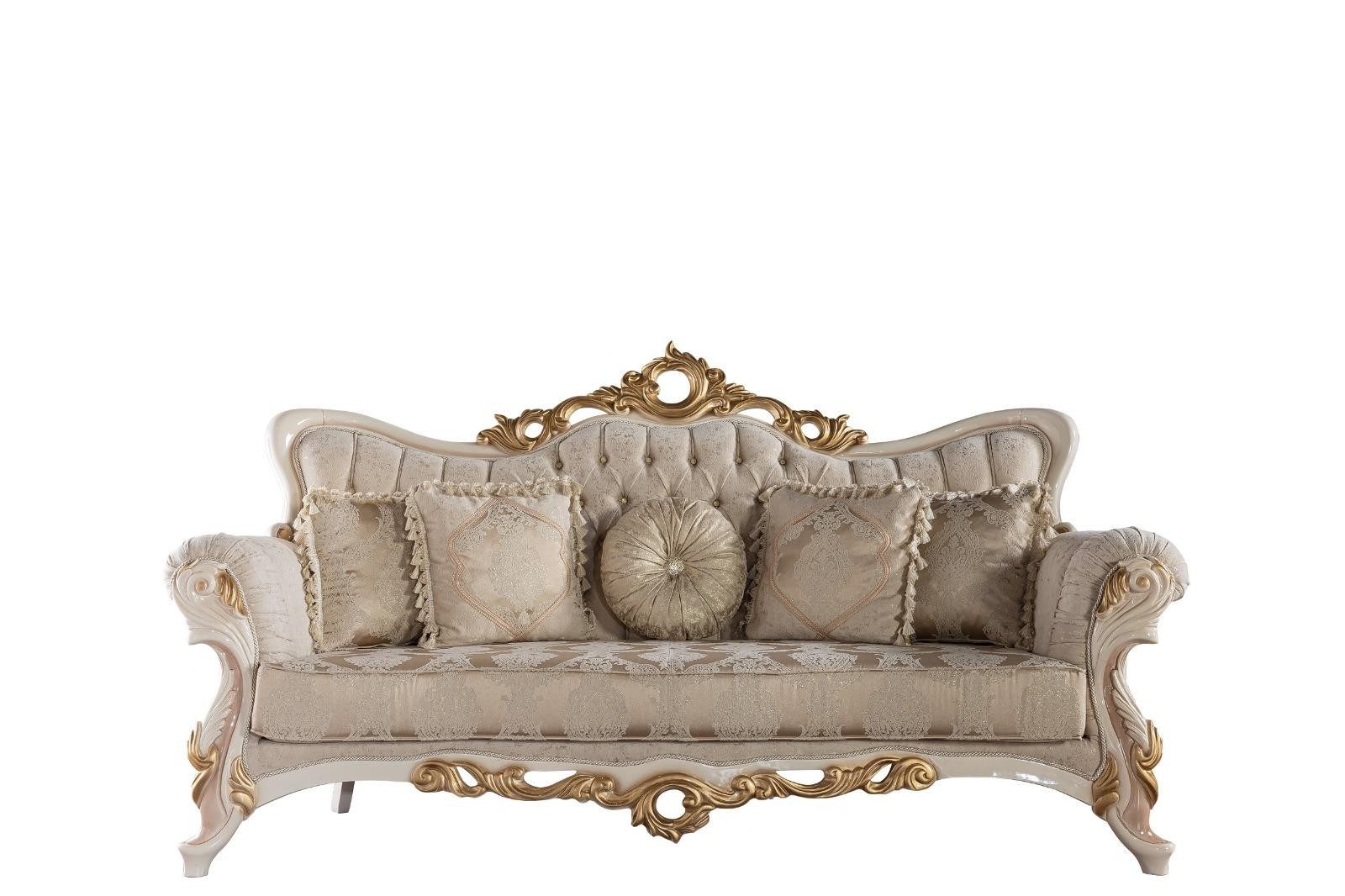 Xlmoebel 3-Sitzer Chesterfield Barock Sofa aus Stoff in Gold, Dreisitzer, 1 Teile, Made in Europa