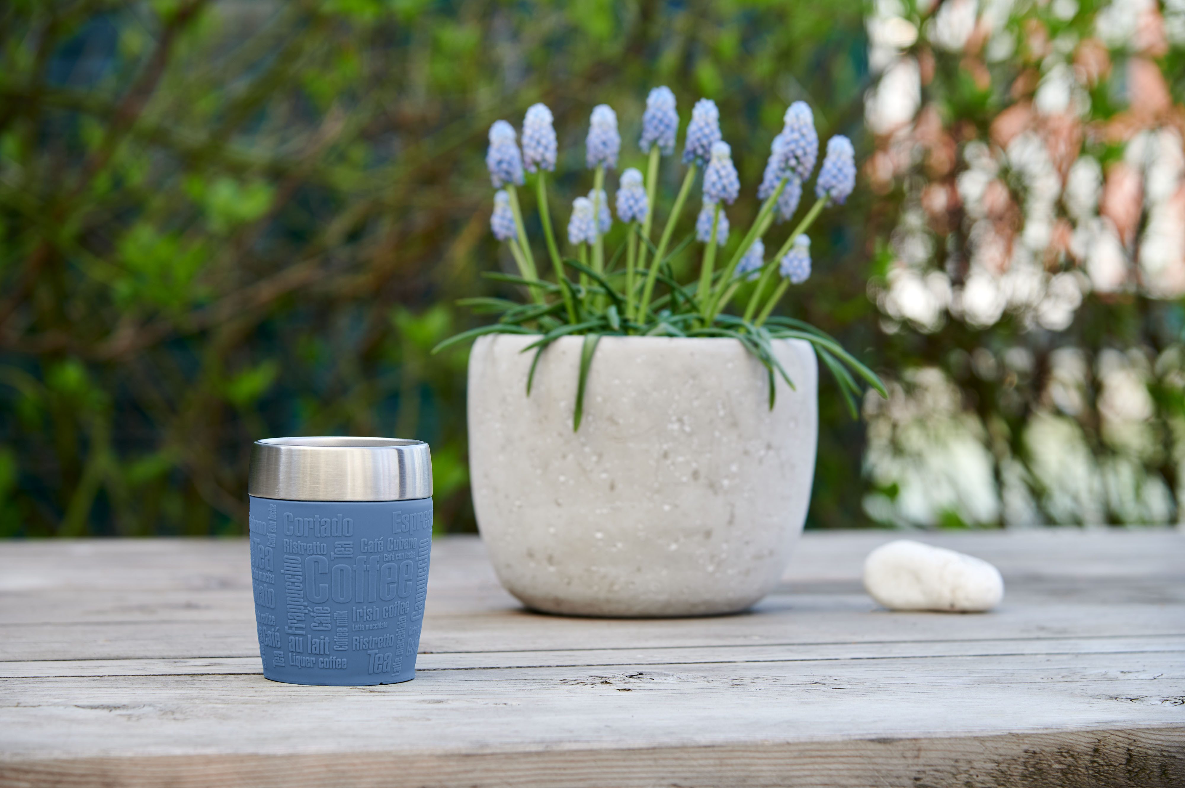 Emsa Thermobecher Travel Cup, 1-tlg., Edelstahl, Silikon, 0,2 Liter, Edelstahl, Trink- und Eisbecher, gummierte Manschette