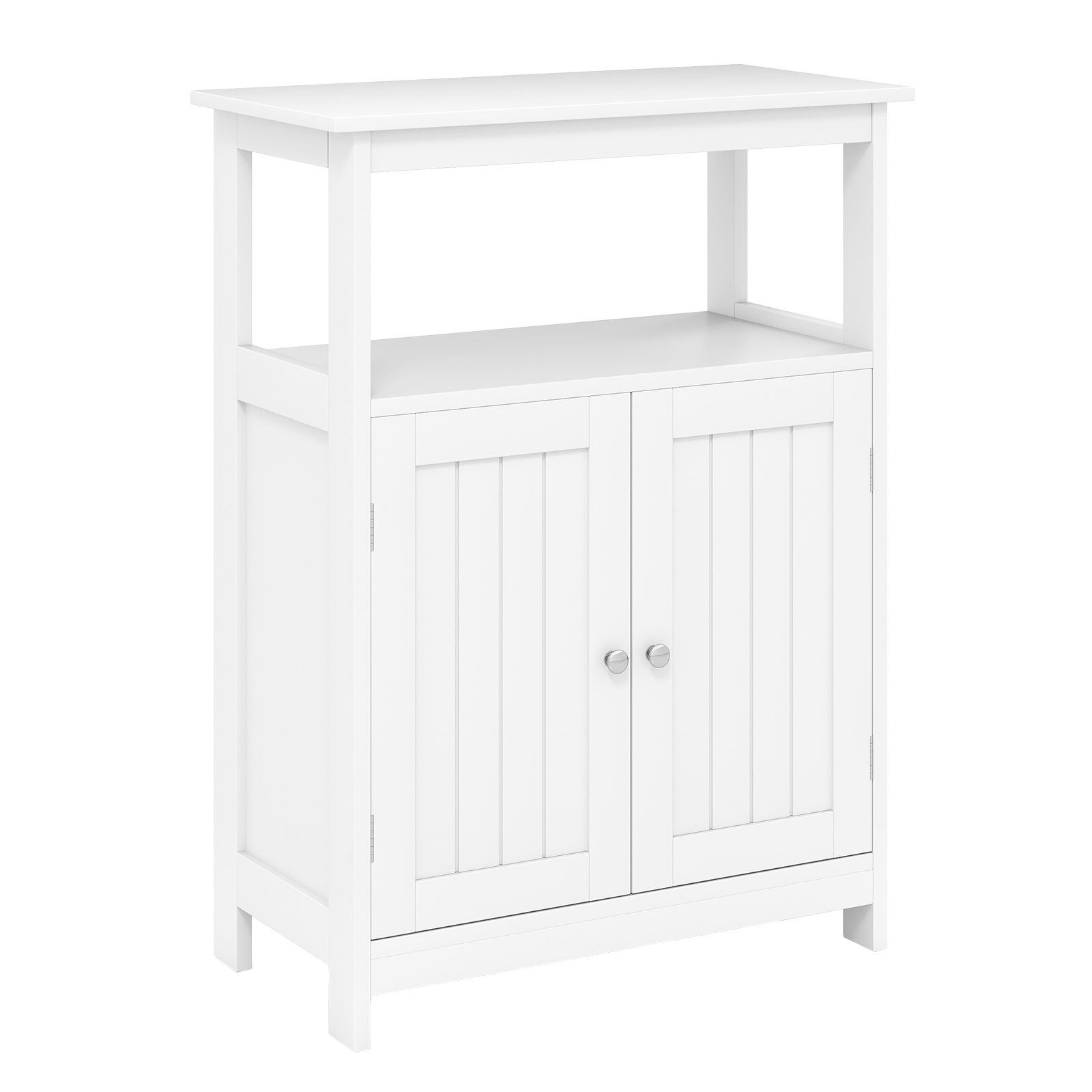 COSTWAY Badkommode, Badezimmerschrank mit verstellbarem Regal, weiß