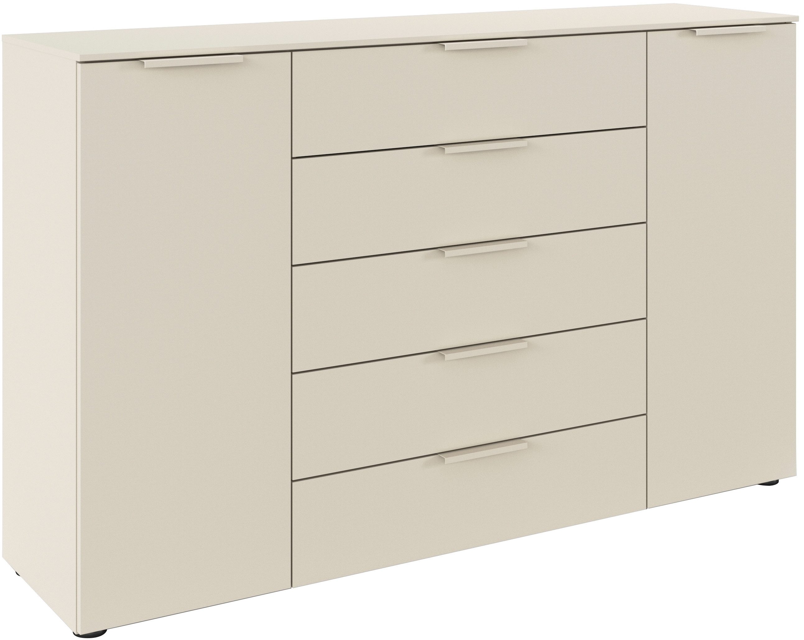 rauch Schubkastenkommode Flipp Schubladenkommode Wäscheschrank Schrank (Breite 160/180 cm mit 4 Einlegeböden), 2-türig mit 5 Schubladen und Soft-Close-Funktion in zwei Breiten