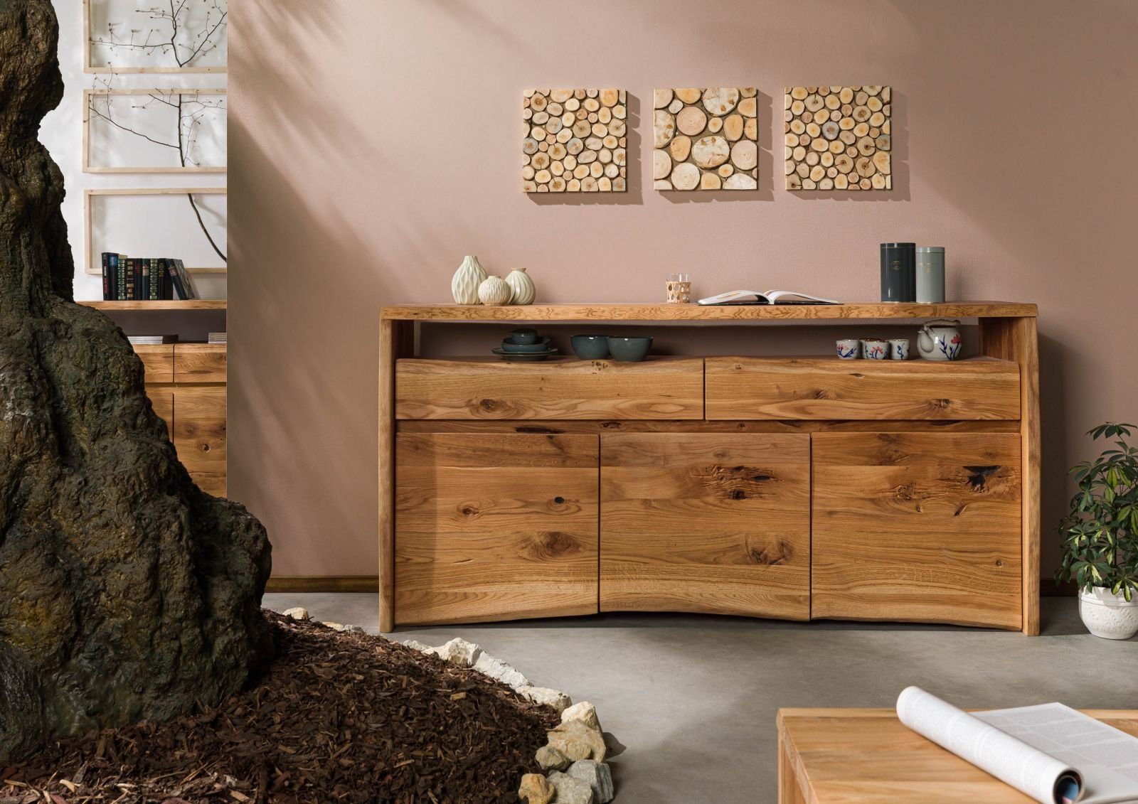 Massivmoebel24 Sideboard PURE OAK (Massivholz), Sideboard Wildeiche 191x45x96 natur geölt PURE OAK #102