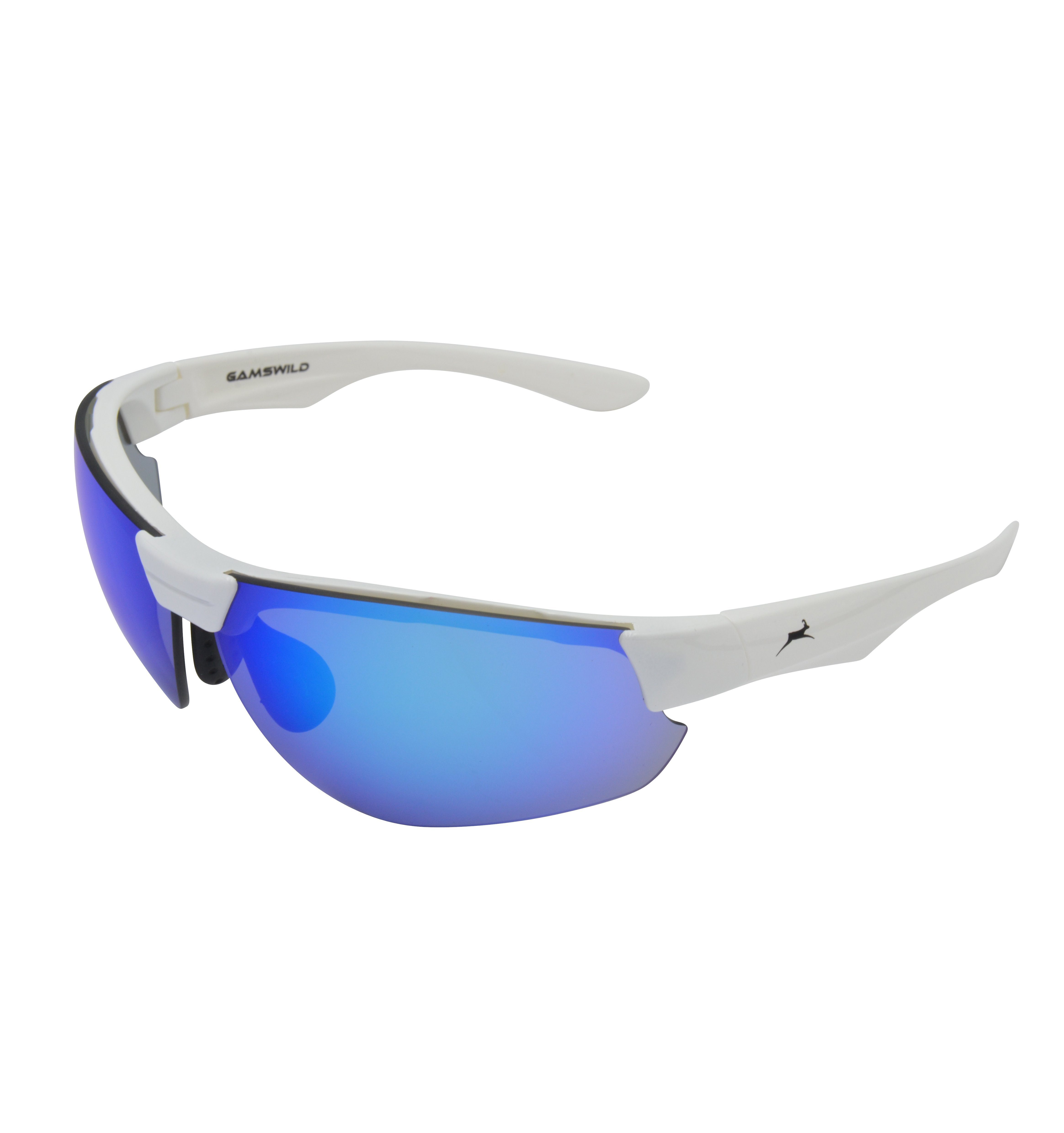 Skibrille Halbrahmenbrille Sonnenbrille Damen Herren Unisex, WS3032 Sportbrille blau, weiß, grün, Gamswild Fahrradbrille