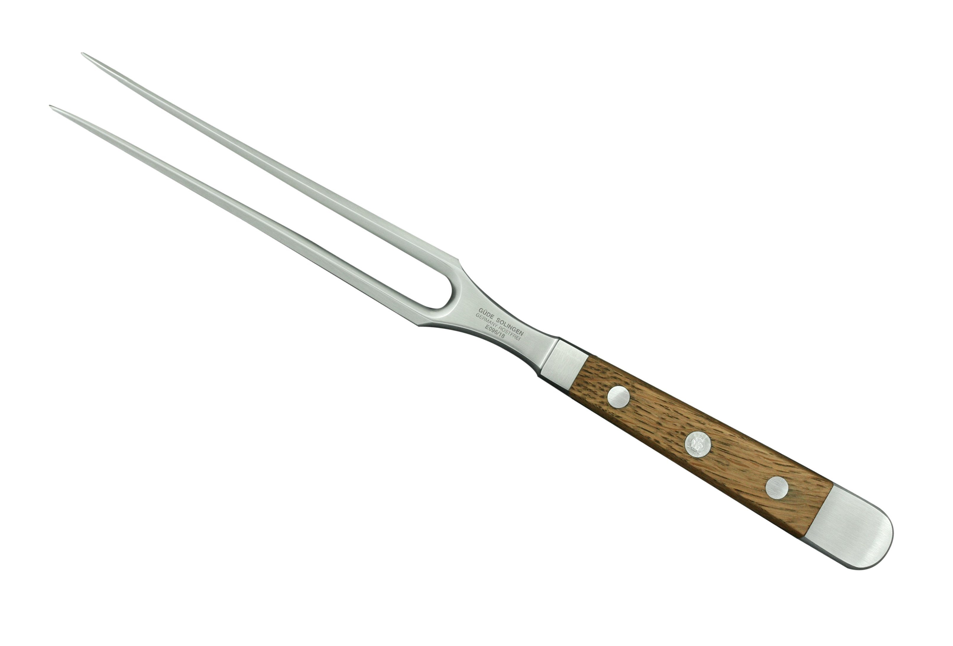 Güde Messer Solingen Tranchiergabel Doppelkropf Fleischgabel, - Fasseiche, No. Alpha E096/18 Serie geschmiedet