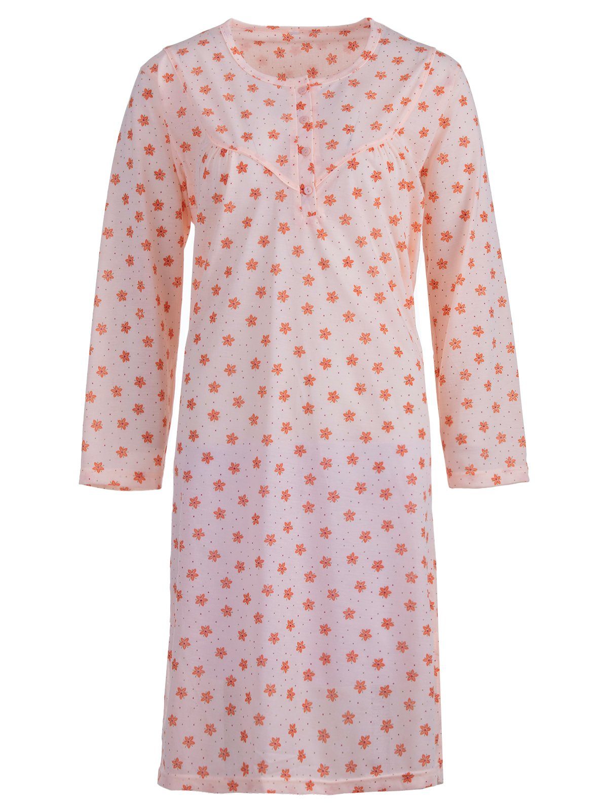 Lucky Nachthemd Nachthemd Langarm - Blüten Pünktchen apricot