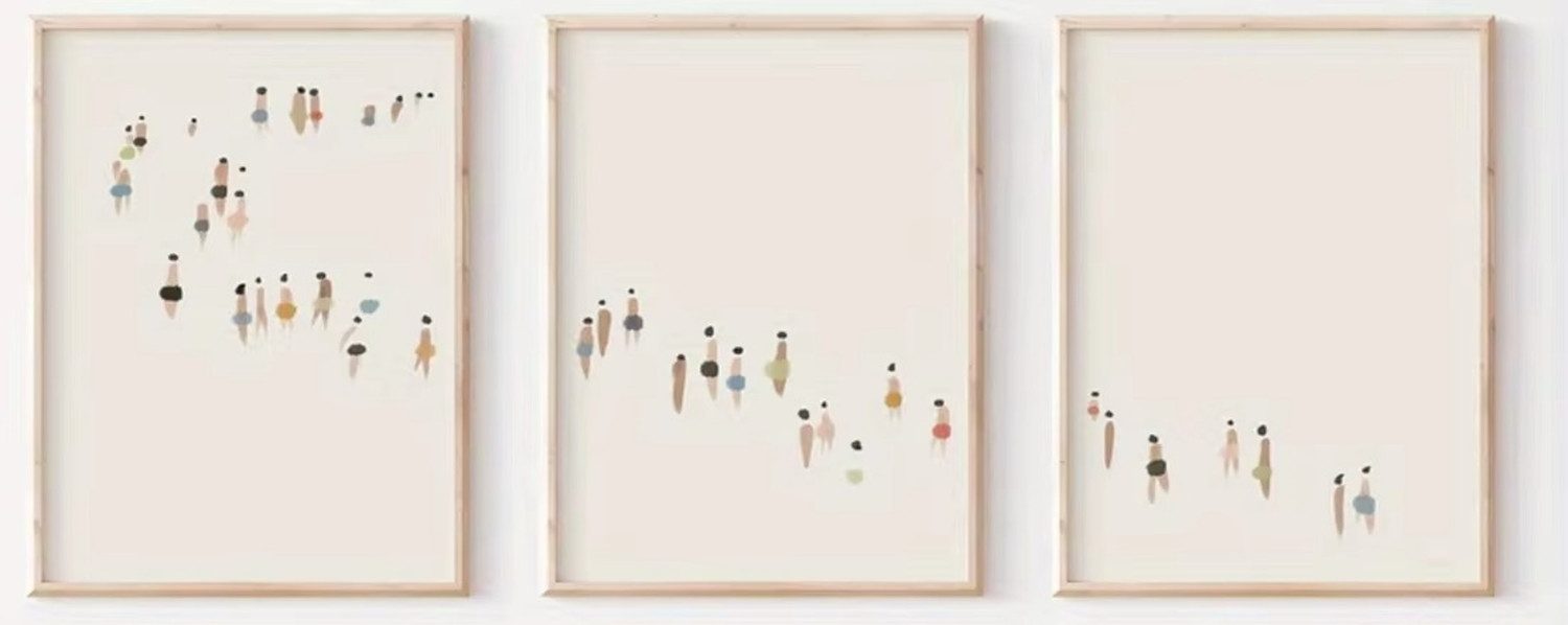 TPFLiving Kunstdruck OHNE RAHMEN, 3-teiliges Modernes Leinwandbild (Leinwandbild XXL), Farben: Farben: WeißGröße: 30x40cm