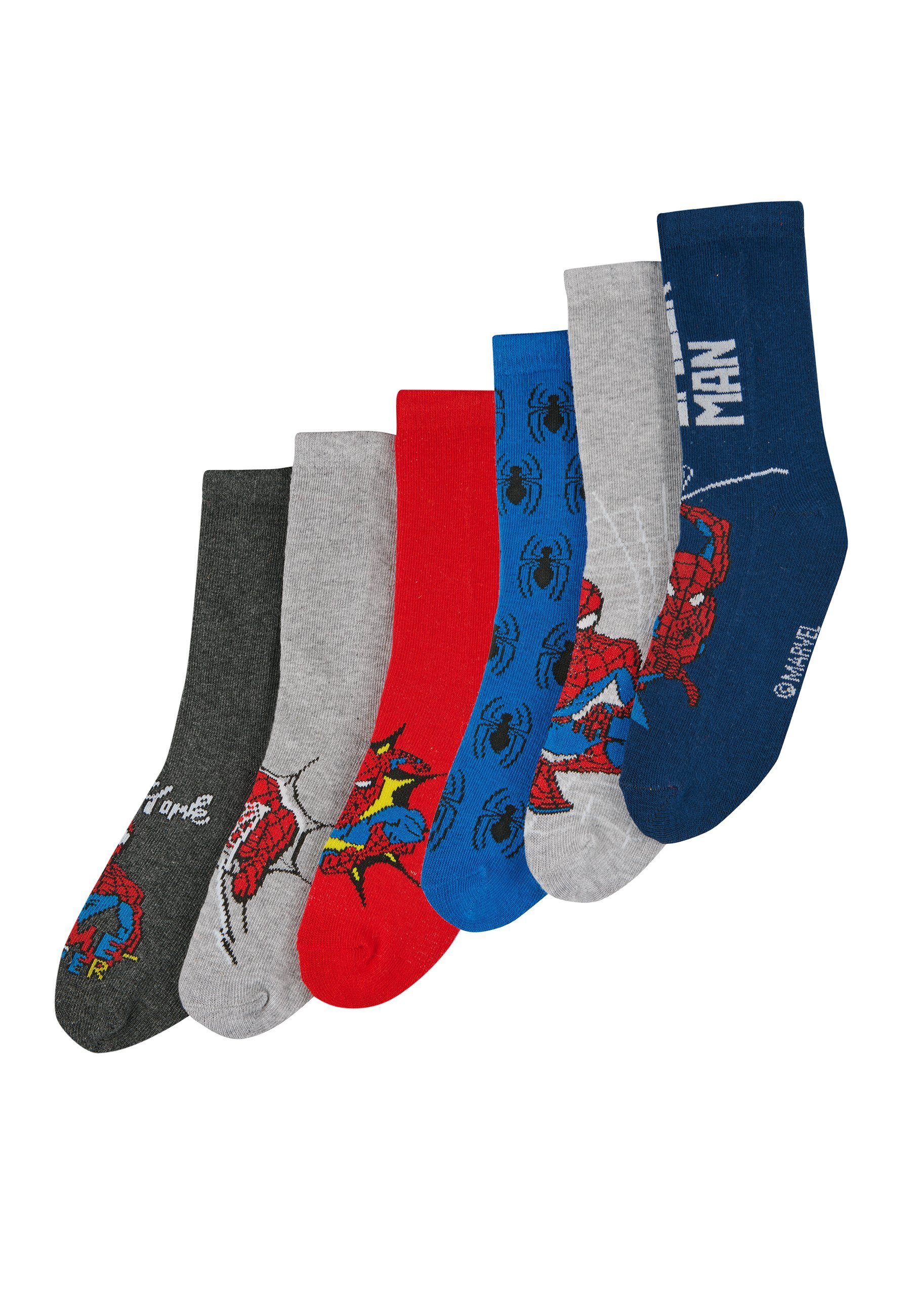 ONOMATO! Socken Spider-Man Kinder Jungen Socken 6er Pack (6-Paar)
