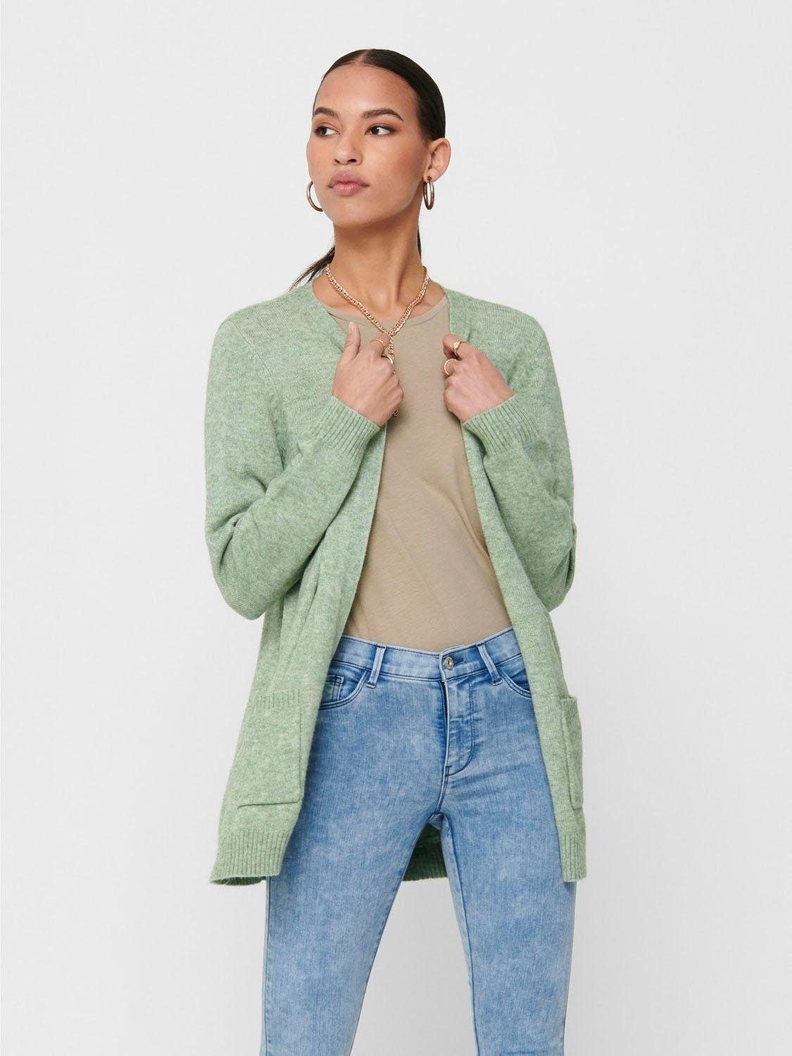 ONLY W.MELANGE KNT ONLLESLY OPEN L/S Detail Strickjacke CARDIGAN NOOS Basil