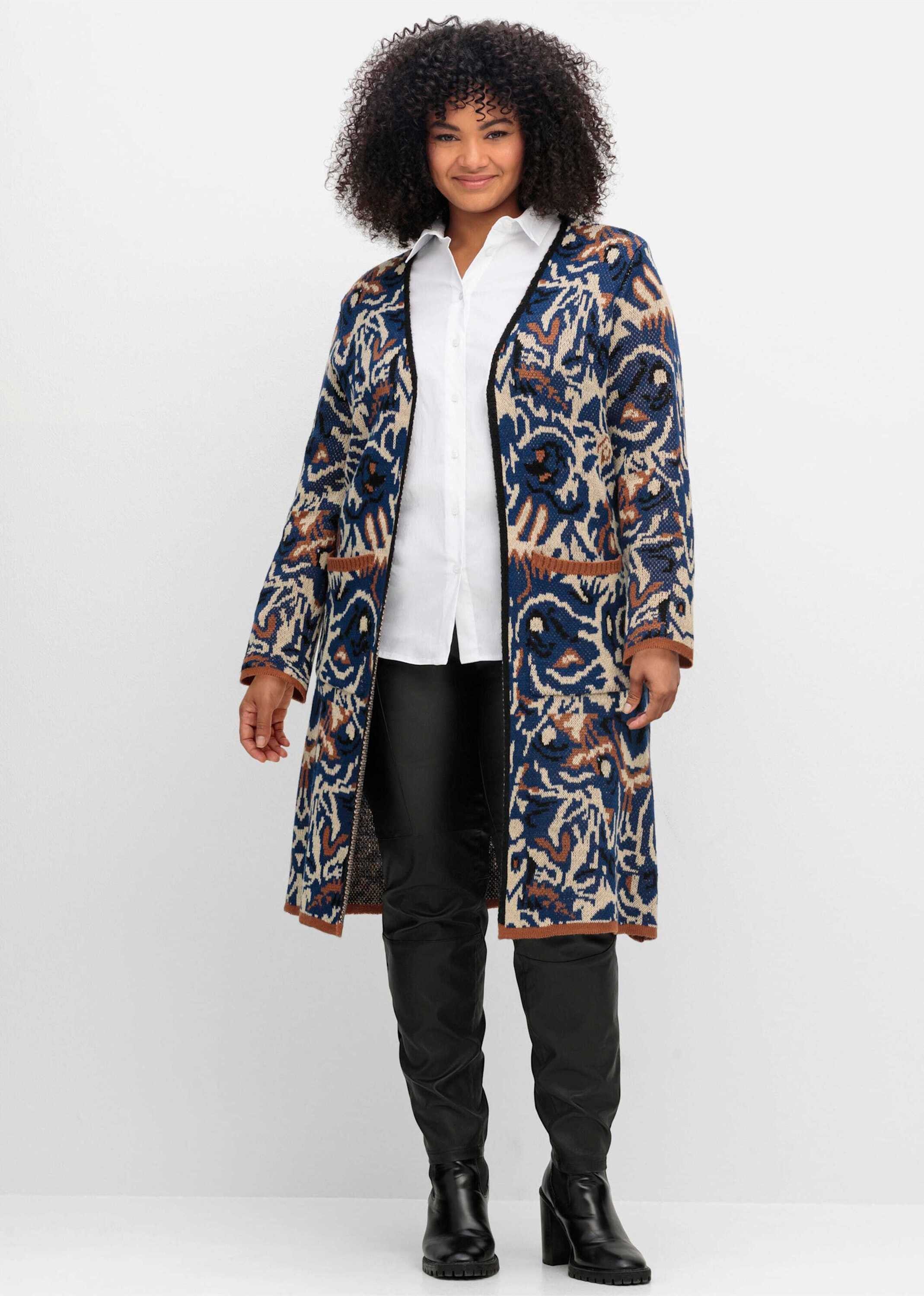 sheego by Joe Browns Strickjacke Longstrickjacke Langarm Jacquard mit Jacquardmuster