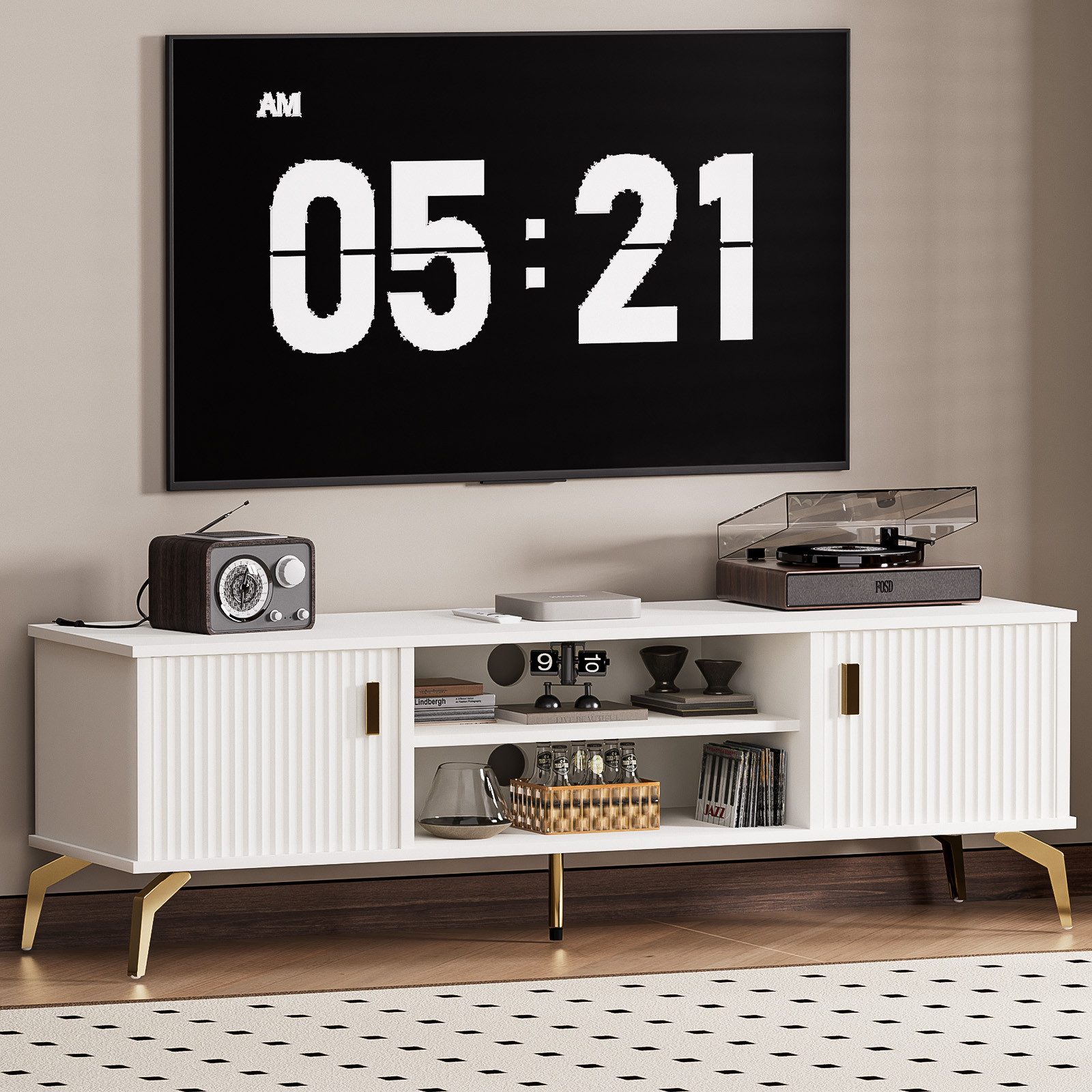 Yorbay Lowboard TV Schrank stehend, für Fernsehr bis zu 65 Zoll, 147cm Brei günstig online kaufen