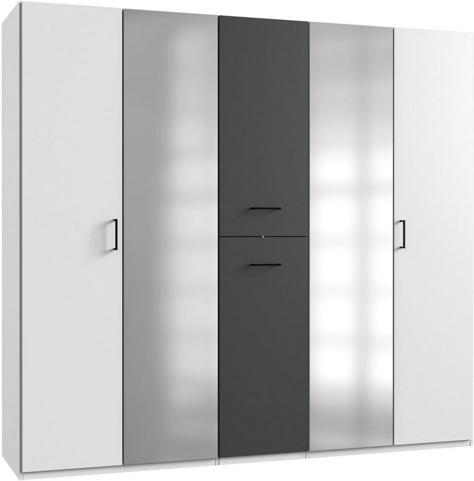 Wimex Kleiderschrank Lima (1-St) 225x58x208cm weiß graphit 2-türig mit  Spiegel und Apothekerauszügen