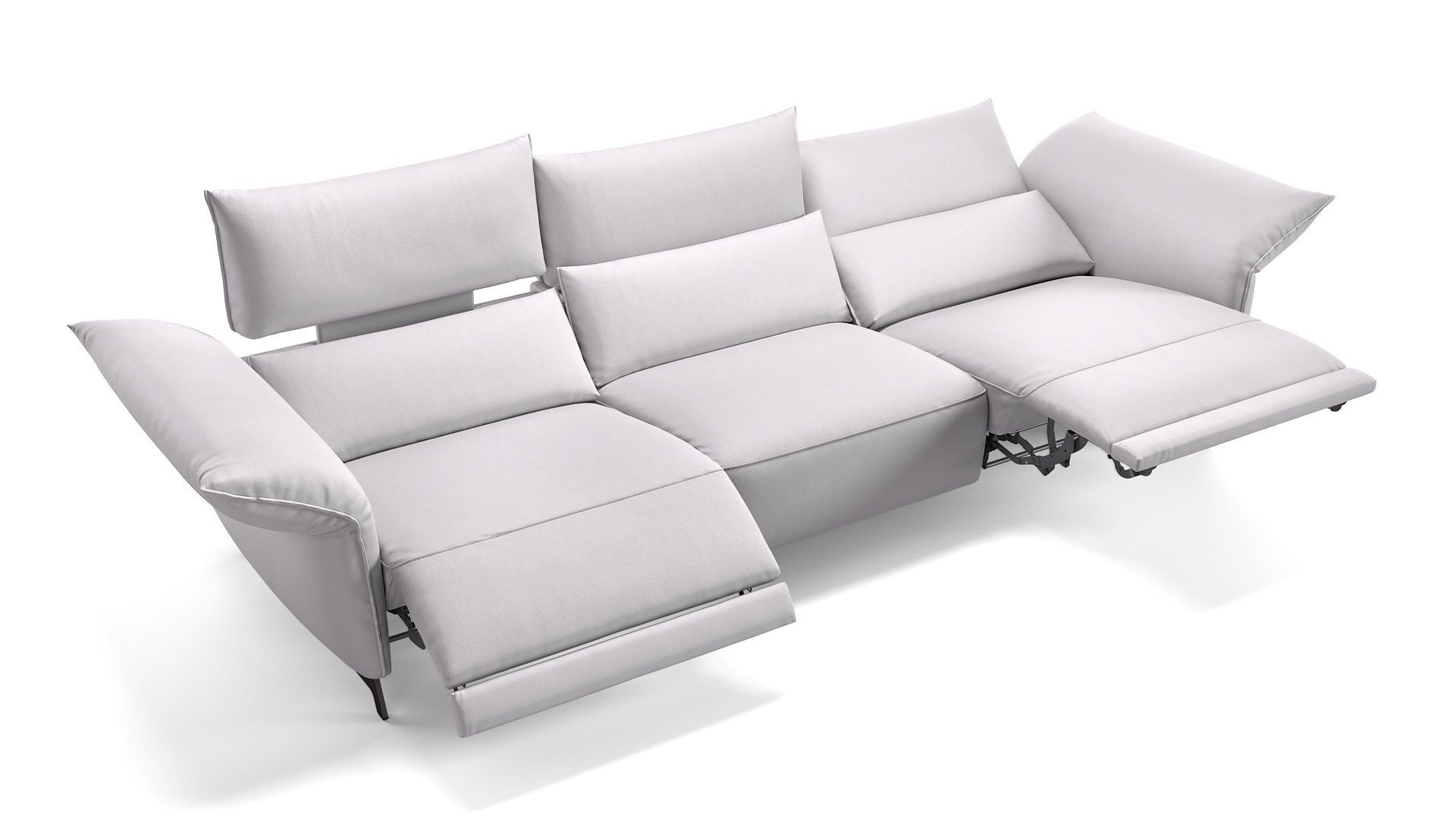 Sofanella Sofa Sofanella - Leder 3-Sitzer XXL CUNEO in Weiß XL: 352 x 101 cm