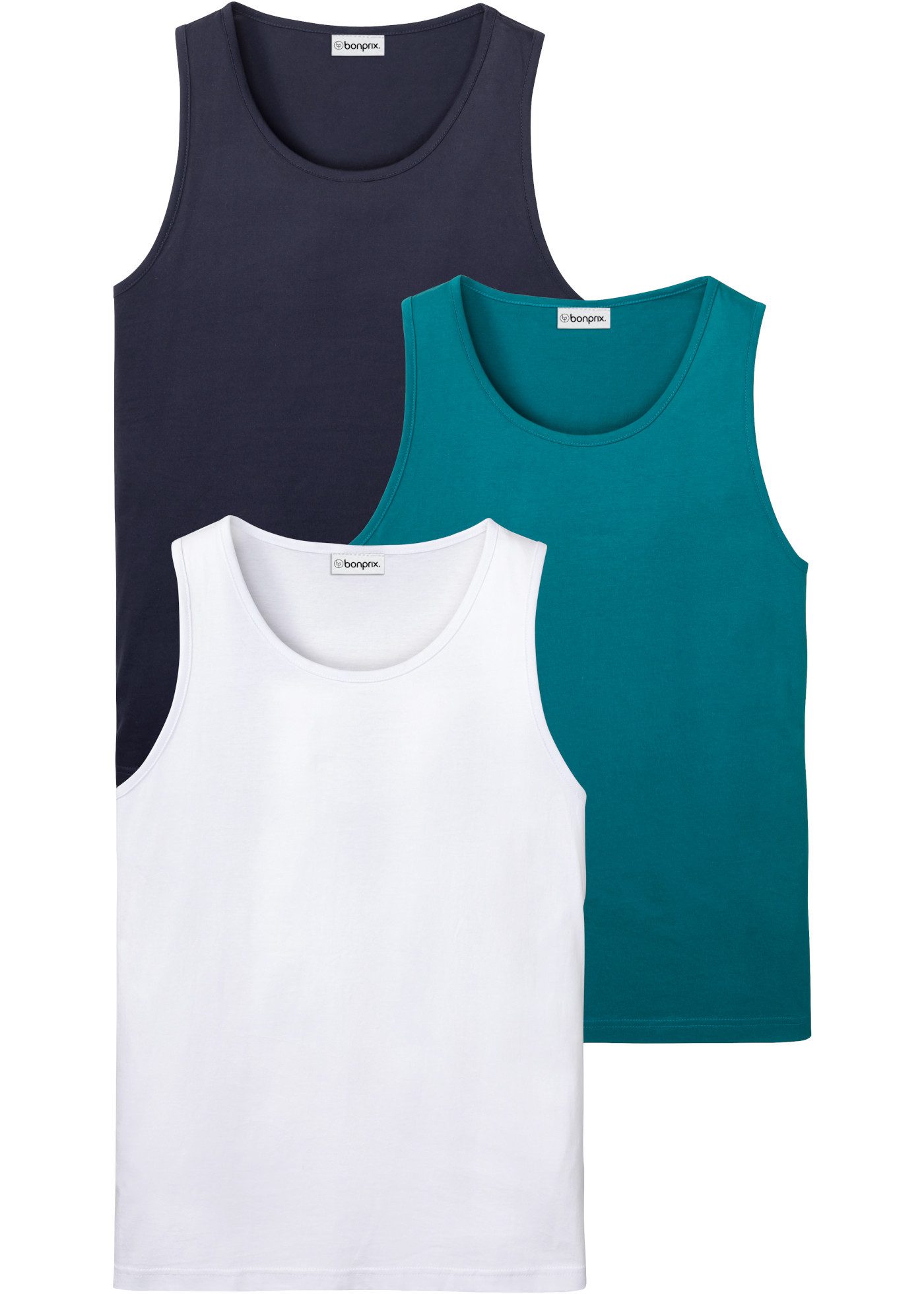 bonprix Tanktop (Packung, 3-tlg., 3er) Regular Fit, Rundhalsausschnitt