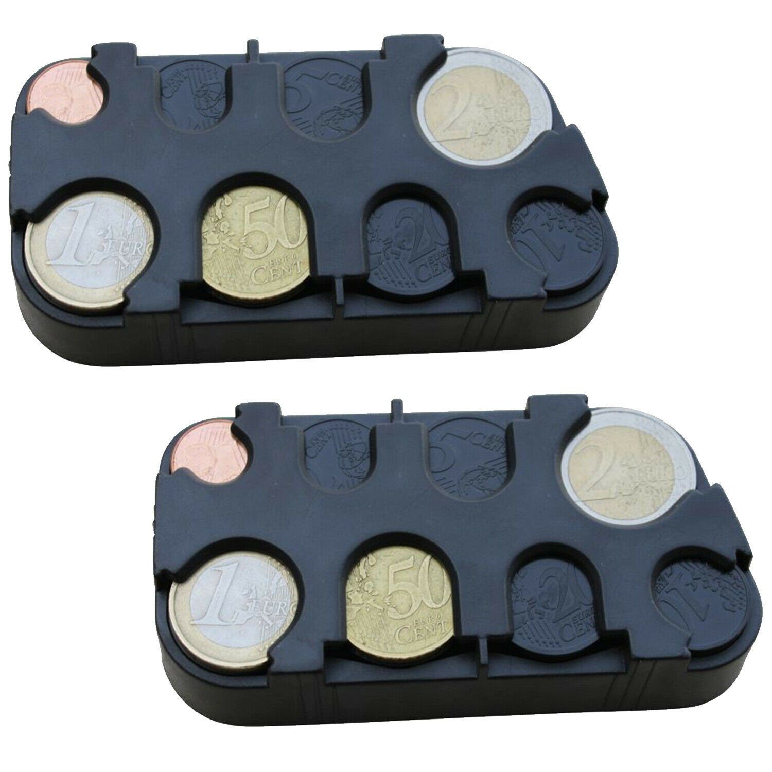 BENSON Geldkassette Münzsammler Münzhalter Münzsortierer Münzspender (2 St), Münzbox, Kleingeldsammler