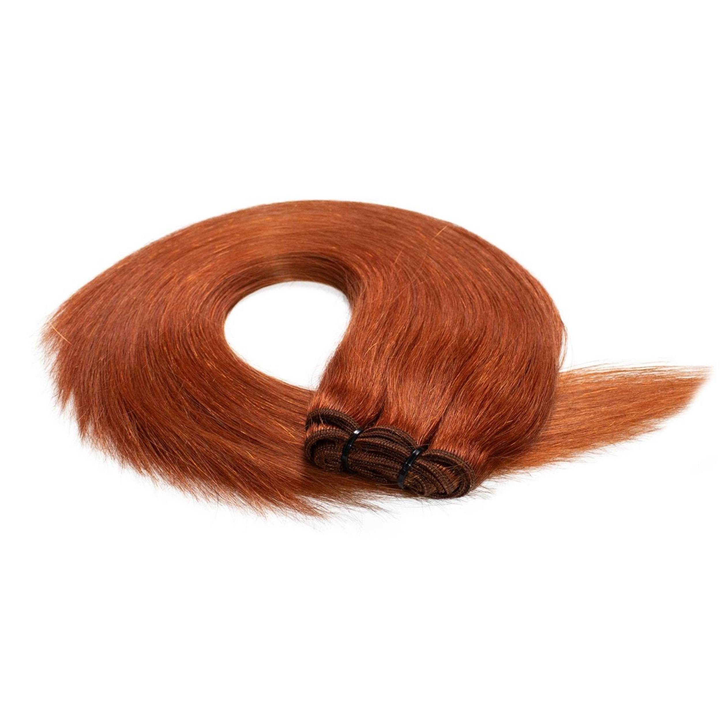 hair2heart Echthaar-Extension Premium Echthaartresse #8/43 Hellblond Rot-Gold 50cm