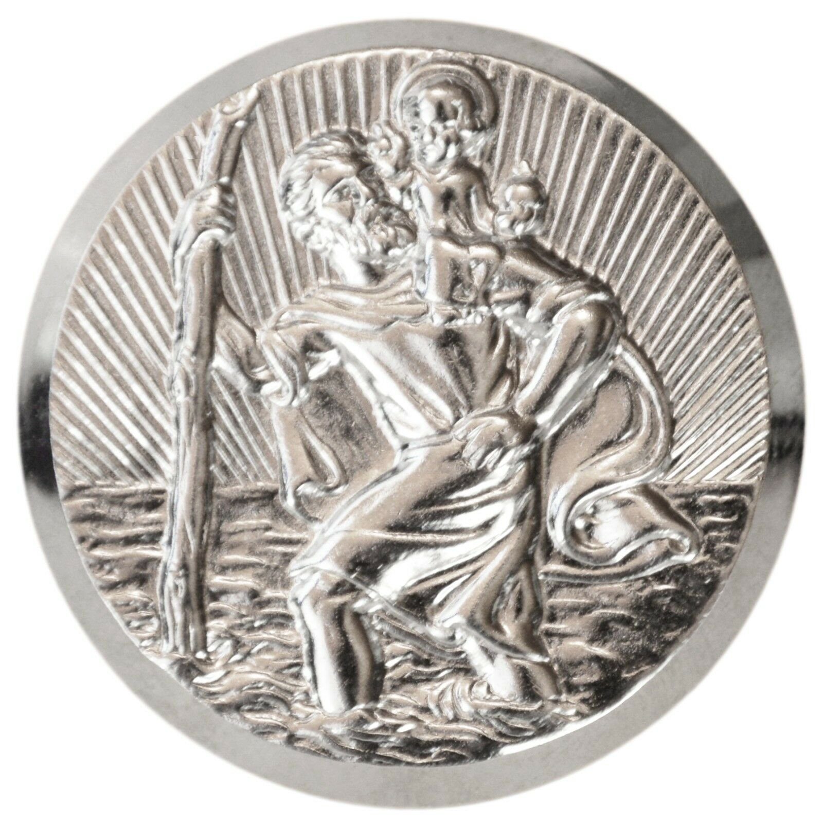 PistolaPeppers Metallschild 3D Relief Plakette Heiliger Sankt Christophorus 42 mm
