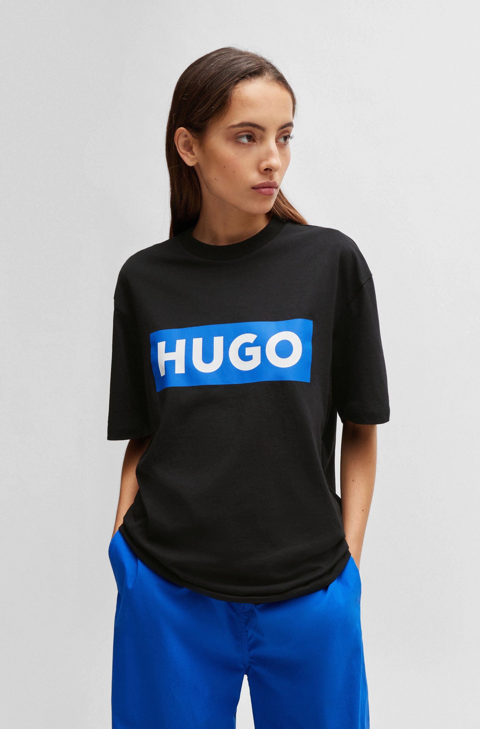 HUGO Blue T-Shirt Nico mit großem Logo-Print, Unisex