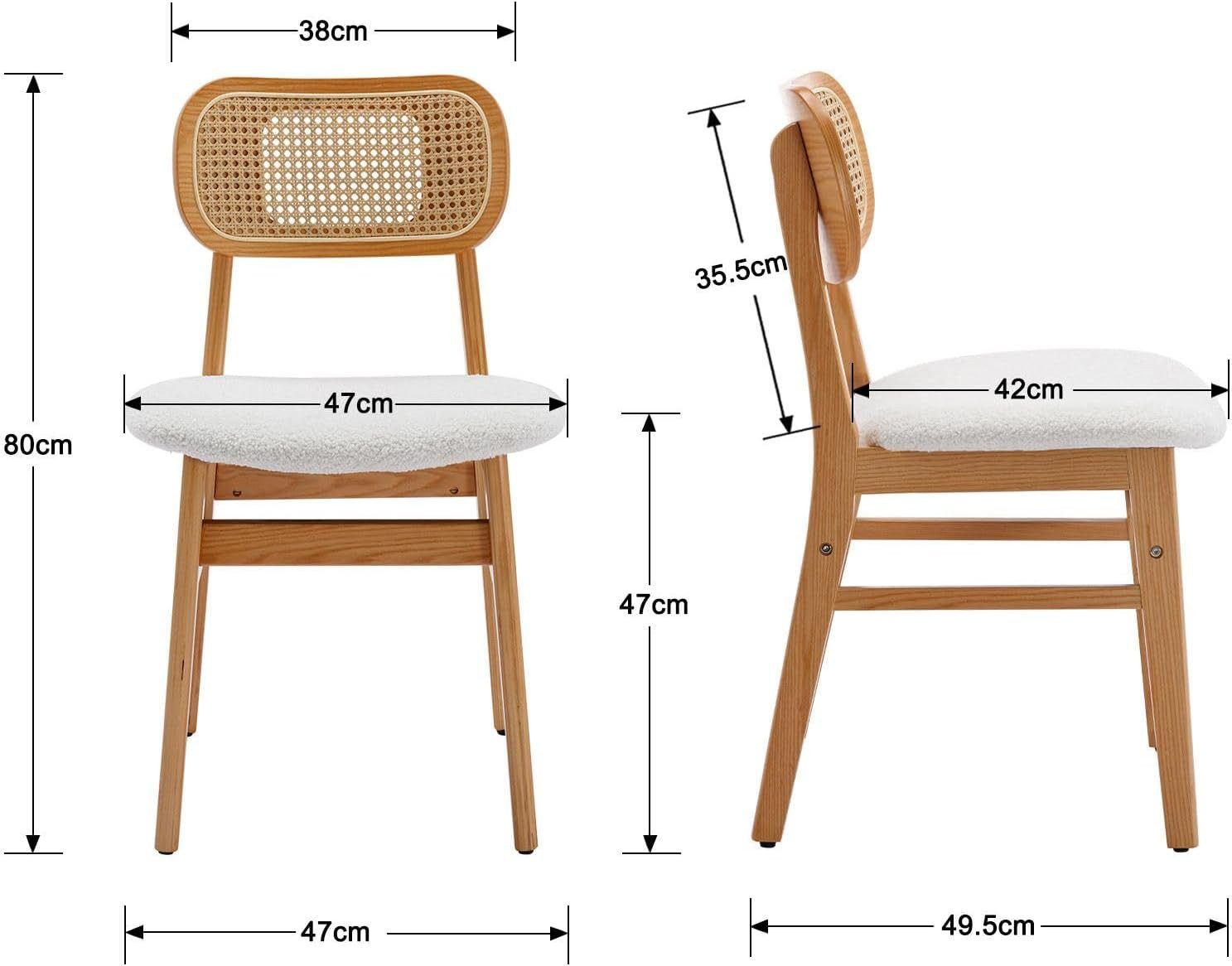 CHAIRUS Stuhl Küchenstuhl Esszimmerstuhl mit Massivholzbeinen für Küche/Wohnzimmer (2 St), Arbeitsstuhl, Rattan-Stuhl, Bequemer Kunstfell/Leder-Sitz
