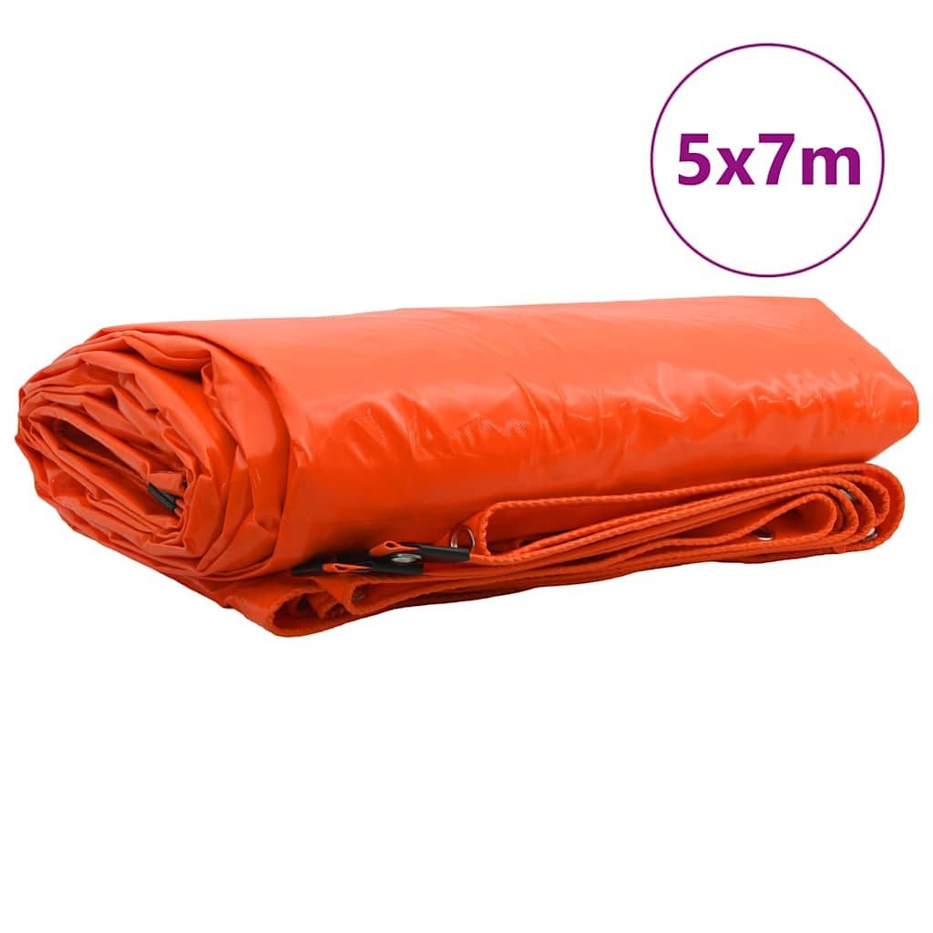 vidaXL Schutzplane Plane 650g / m² Orange 5 x 7 m Canvas mit PVC-Beschichtung (1-St)