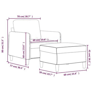 vidaXL Sofa Sessel mit Hocker Dunkelgrau 60 cm Samt