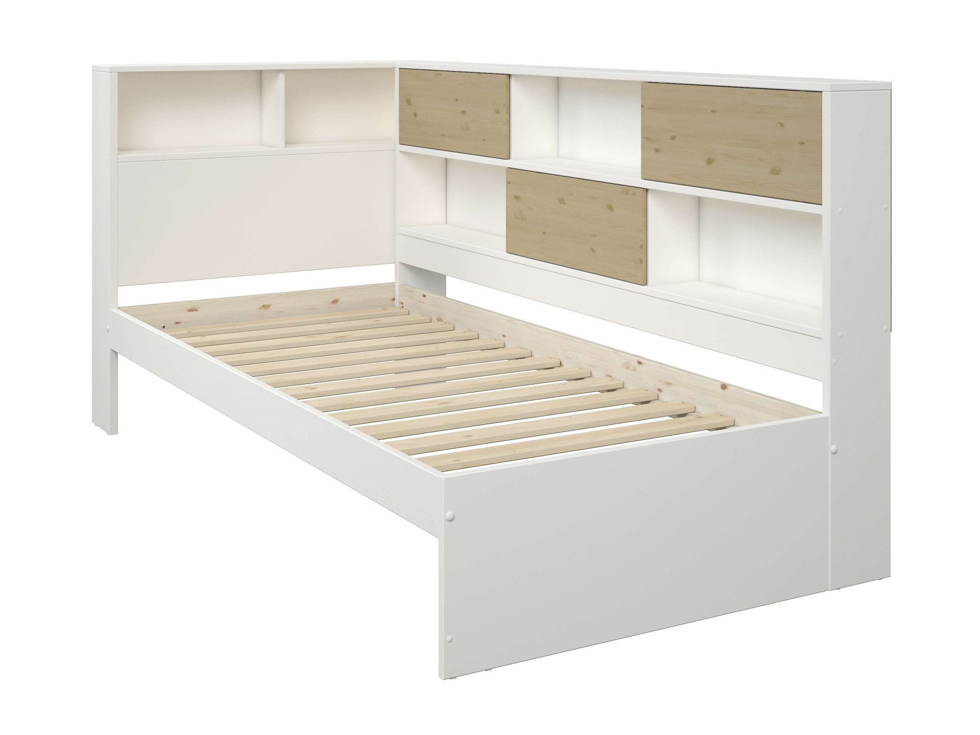 OTTO home Stauraumbett Amance, Kopfteil beidseitig montierbar, stabil und langlebig, Stauraum (Außenmaße B/T/H: 110,2/220,1/106,9 cm), FSC® zertifiziert, inklusive Lattenrost, Made in EU,Massivholz + MDF