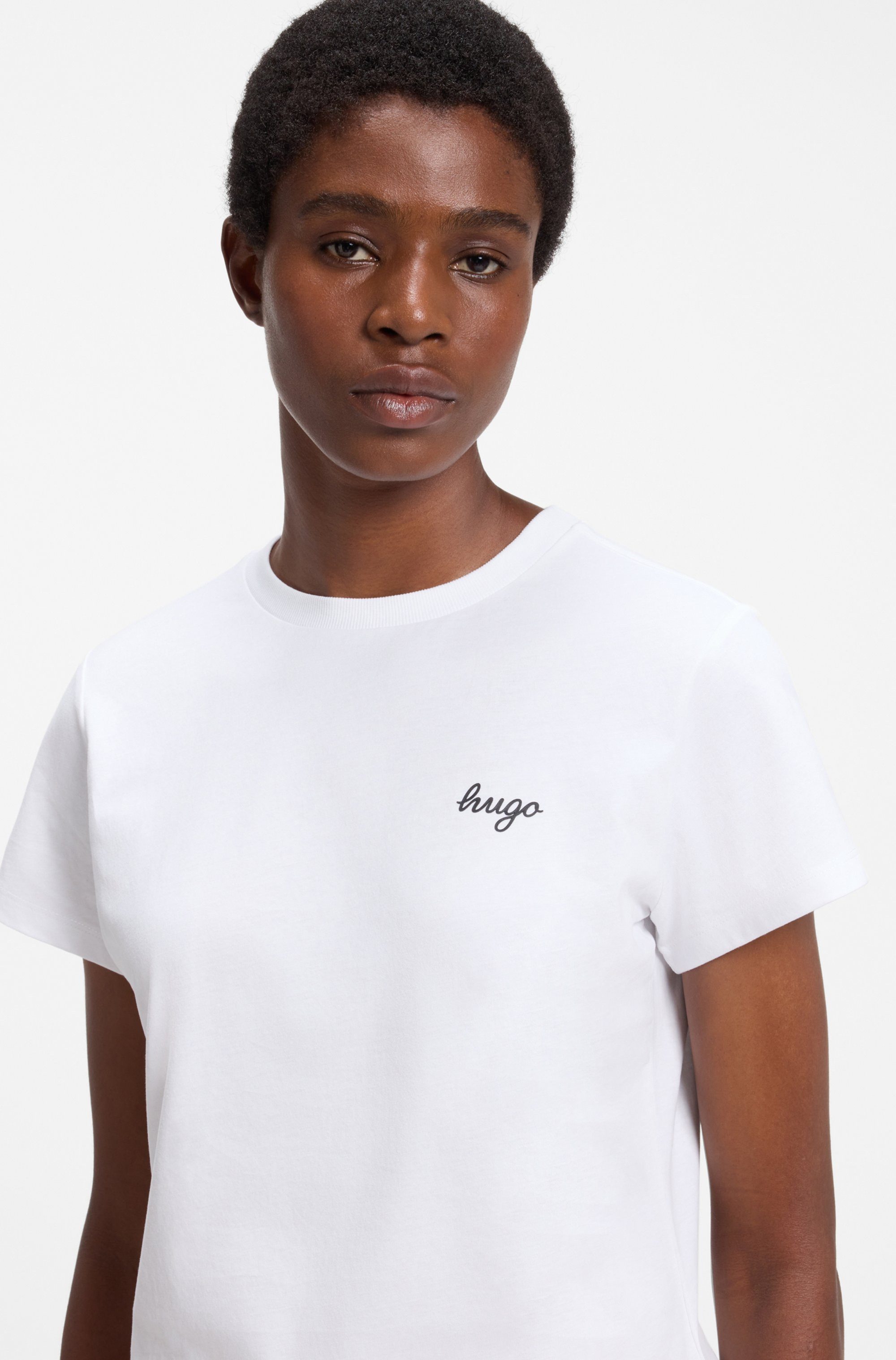 HUGO T-Shirt Damatee mit Logoschriftzug, reine Baumwolle – Bild 4 von 5