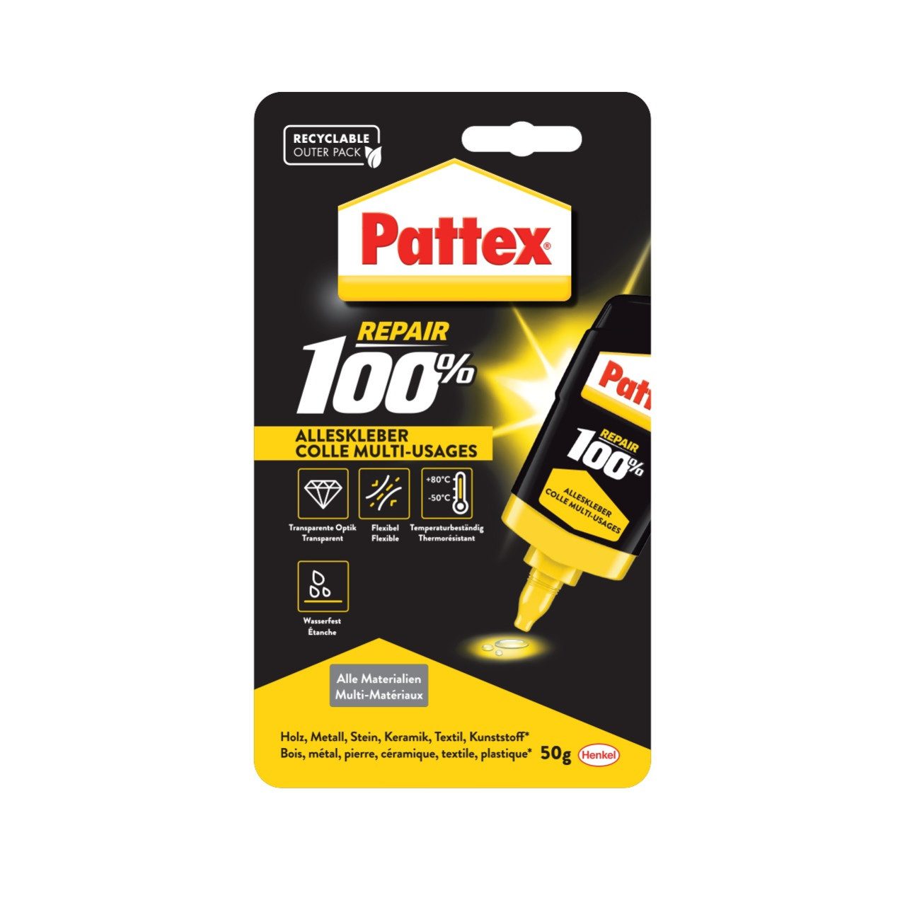 Pattex Klebstoff Pattex Alleskleber 100 % Repair transparent 50 g