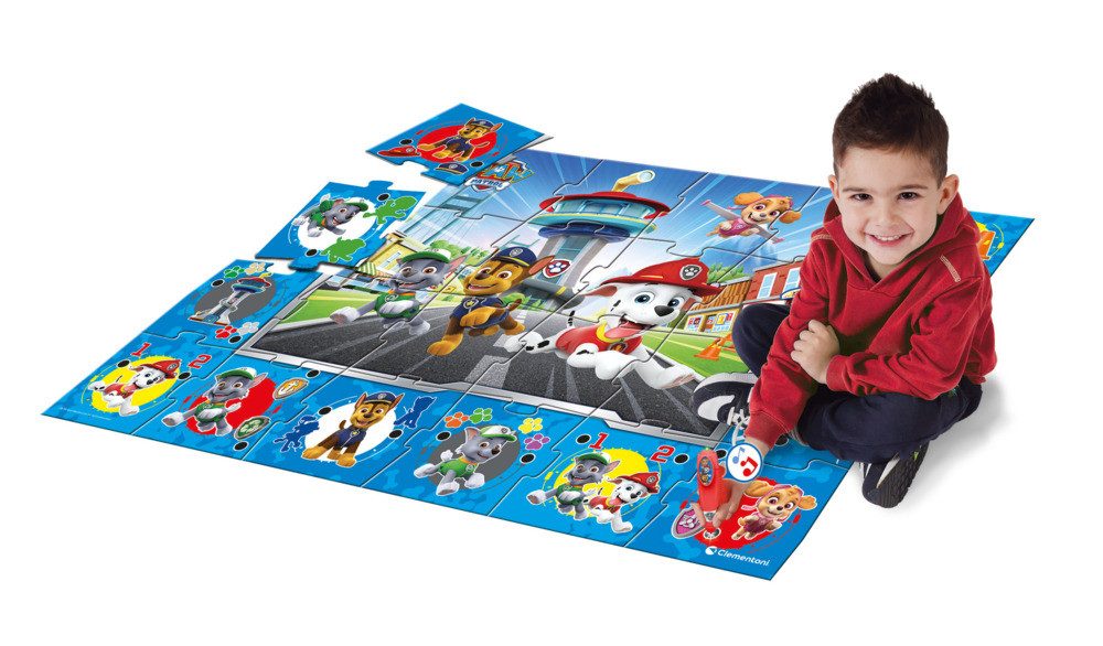 Clementoni® Puzzle Bodenpuzzle PAW PATROL interaktiv blau 24 Teile, Puzzleteile