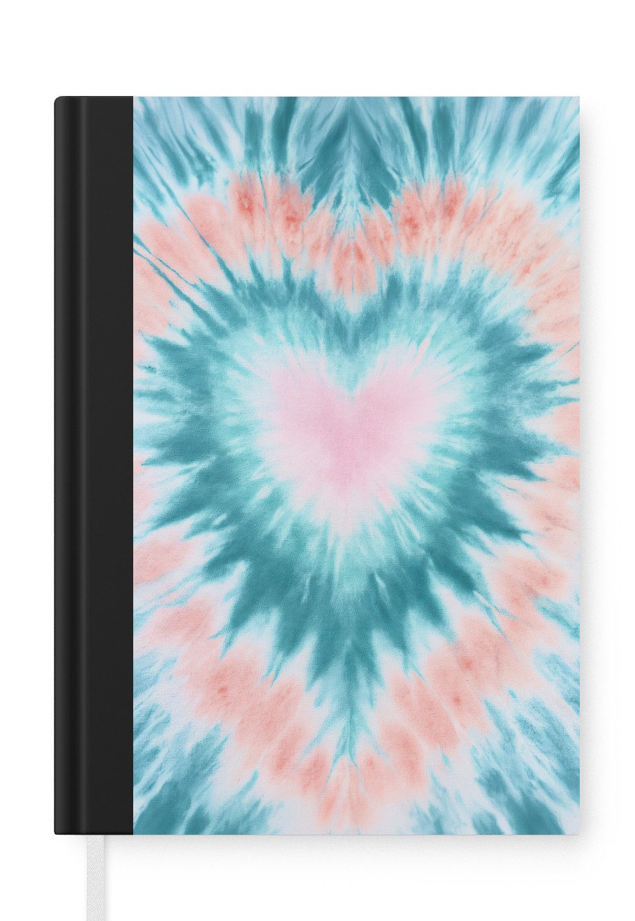 MuchoWow Notizbuch Herzförmig - Krawattenfärbung - Pastelltöne - Hellgrün, Notebook, Notizblock a5, Tagebuch, Journal Liniert