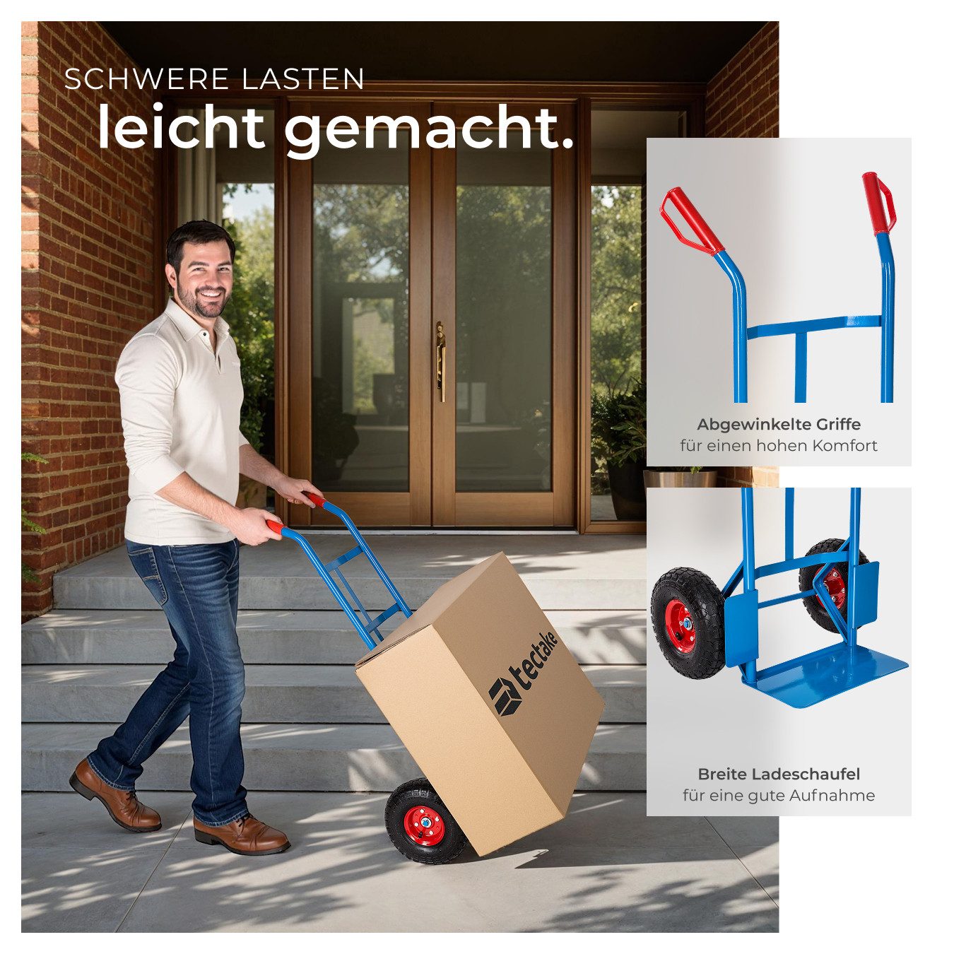 tectake sack truck, transport cart up to 200kg, with steel frame