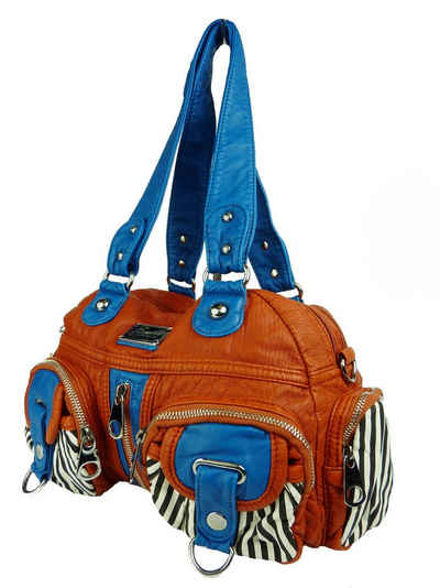 Taschen4life Schultertasche trendige Damen Handtasche TP1410 gestreift, mit abnhembaren Schulterriemen, lange Tragegriffe, Trend Design