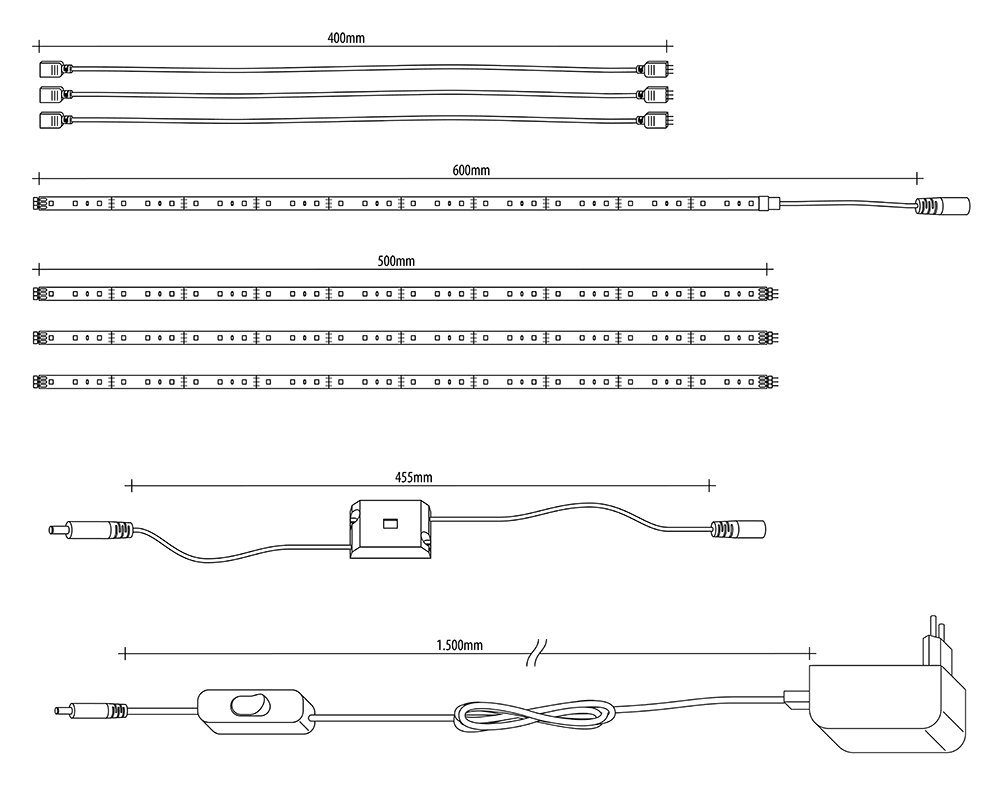 SEBSON Aufbauleuchte dimmbar, IR Unterbauleuchte 4er LED selbstklebend 2m, Set Sensor