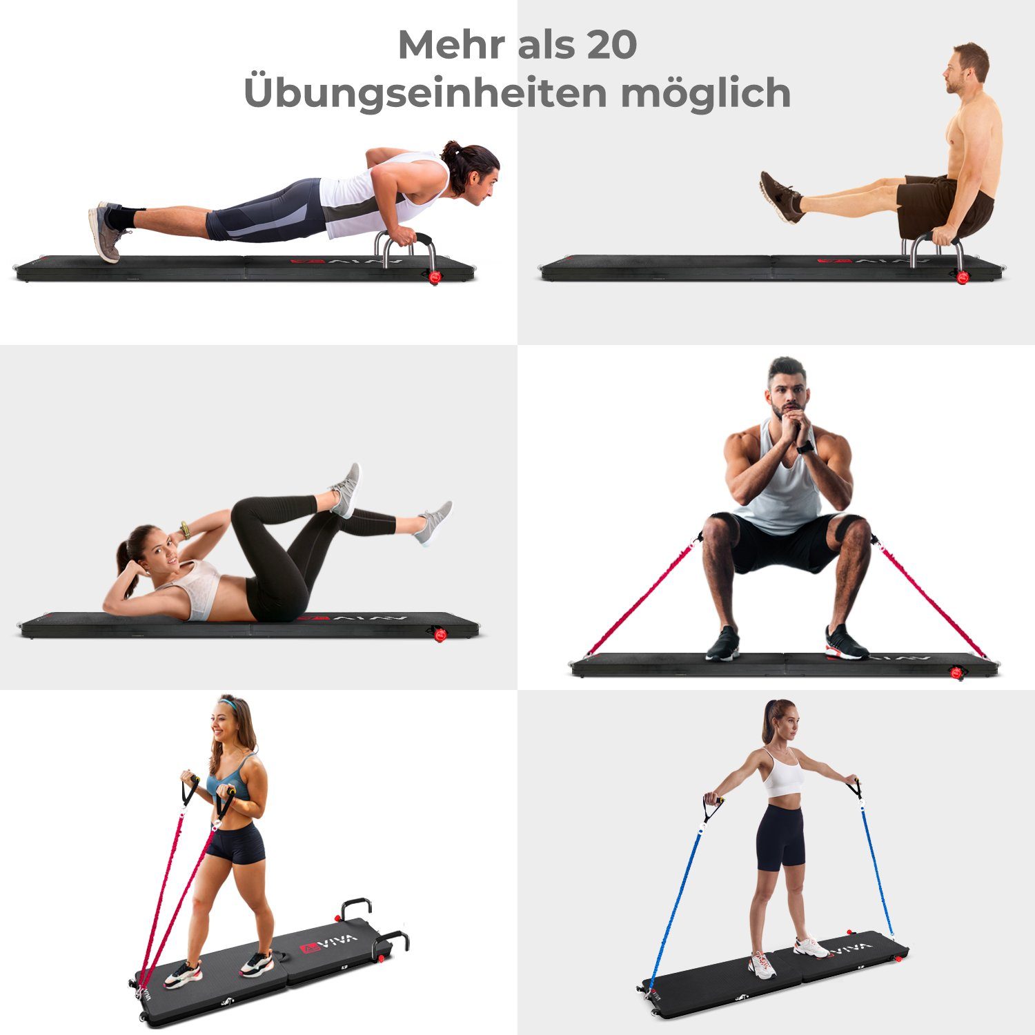 AsVIVA Balanceboard FB1 Fitnessboard 30in1, 3 Widerstandsbänder mit Stärkegraden, kompaktes Design, klappbar