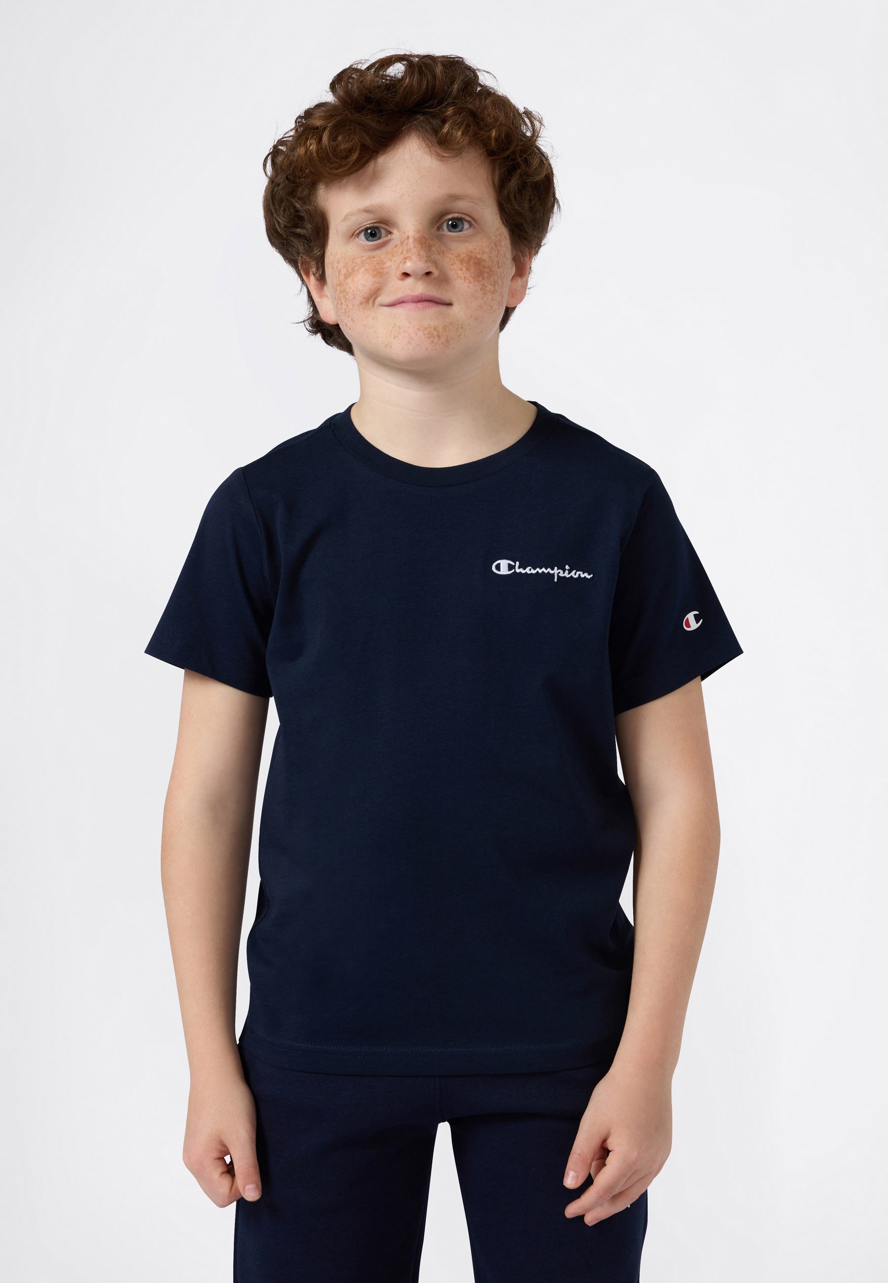 Champion T-Shirt ICONS CONTRAST Crewneck T-Shirt klassischer Schnitt, Kurzarm, für Kinder, für Sportmode