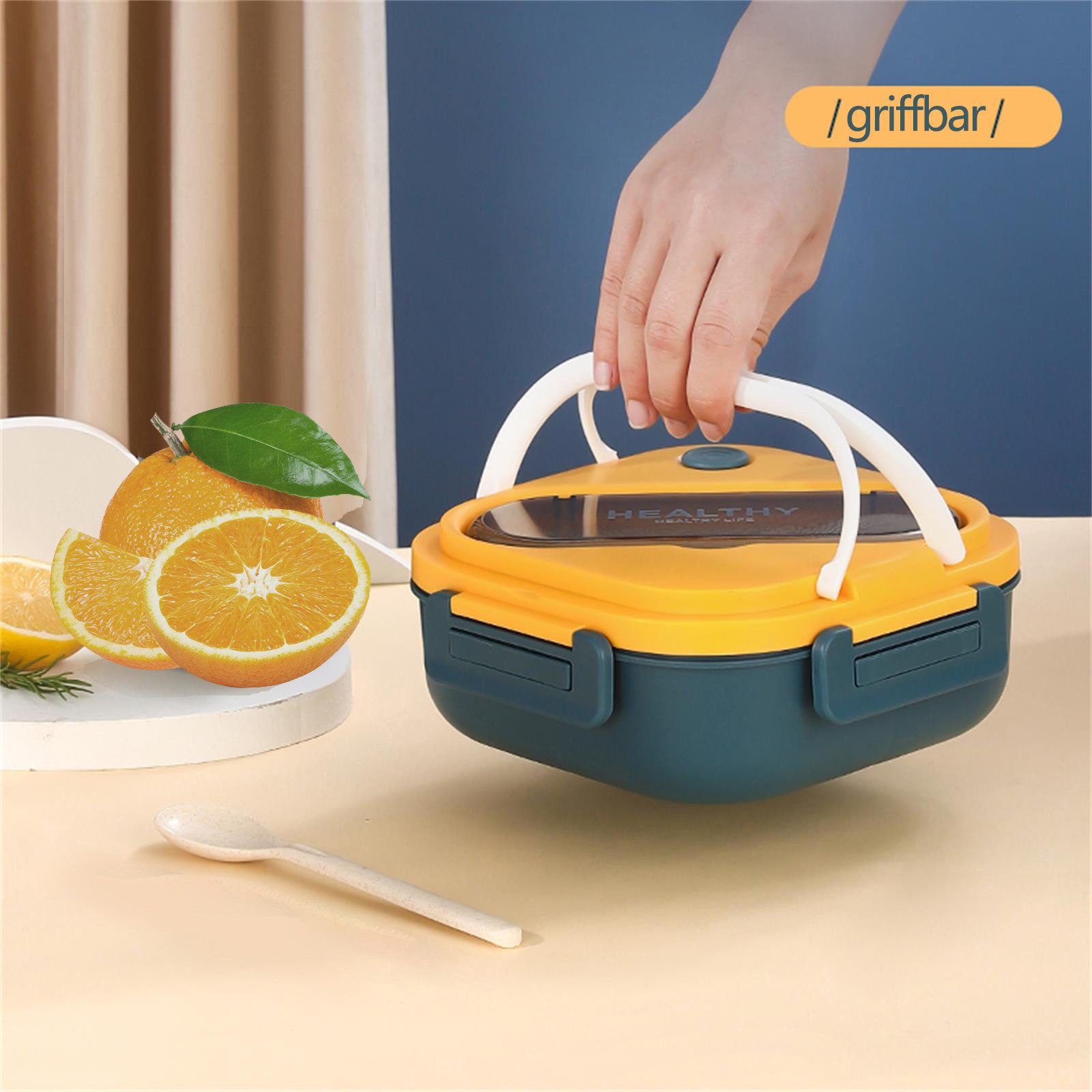 Fine Life Pro Lunchbox Bento-Box mit Gabel & Löffel,1300ml Essbox aus Lebensmittelsicherem PP, Mehrfachfächer, Leckdicht,Tragegriff, Ideal für Arbeit/Schulessen
