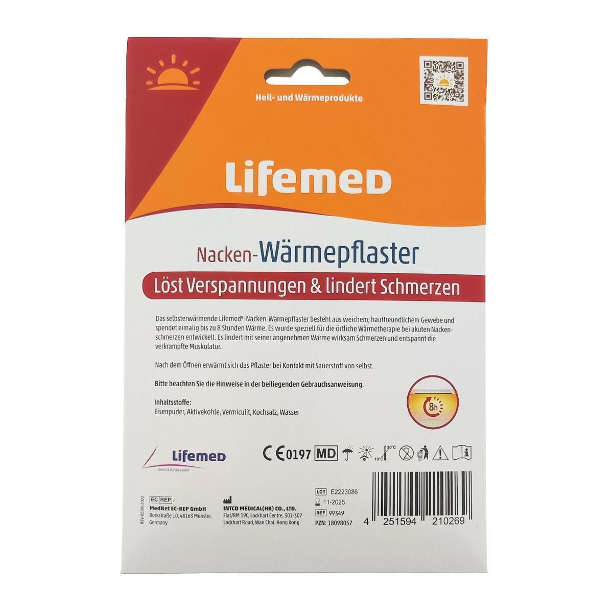 LifeMed Wärmepad Nacken Wärmepflaster selbstwärmend - Schwarz 1 Stück, Stück 1-tlg., Nacken Wärmepflaster, Wärmepflaster Wärmepads Nackenwärmer