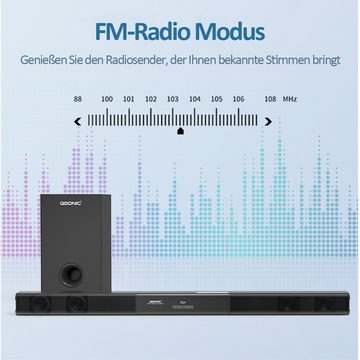 Mutoy Soundbar, Soundbar für TV Geräte, Soundbar mit Subwoofer für Fernseher 2.1 Soundbar (Bluetooth 5.0 Home Theater Surround Sound System für TV Lautsprecher Heimkino, Bluetooth/Koaxial/AUX/USB, Fernbedienung und Wandmontage-Kit)