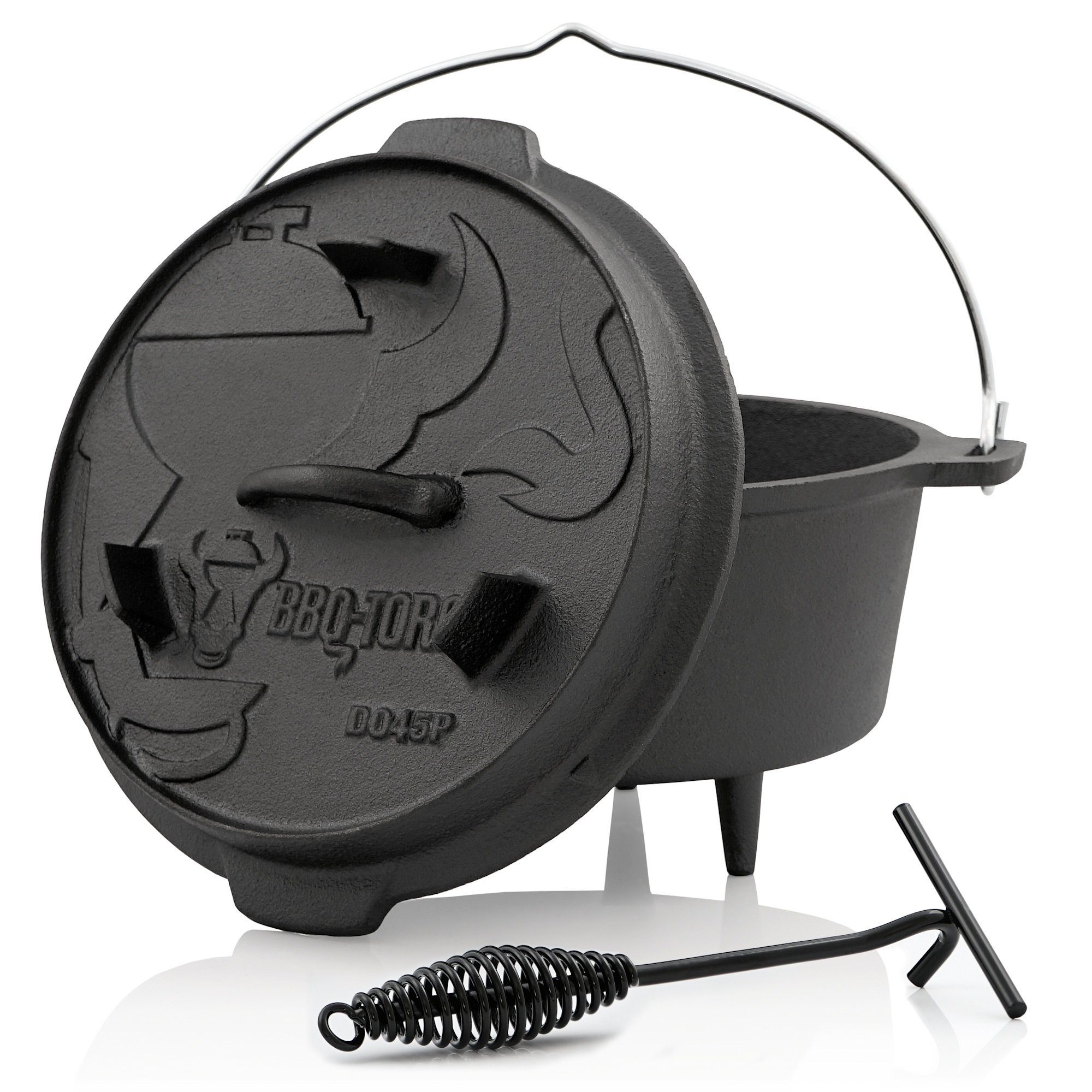 BBQ-Toro Grilltopf Dutch Oven DO45P, 4,2 L Premium Gusseisen Kochtopf, Gusstopf, Gusseisen (3-tlg)