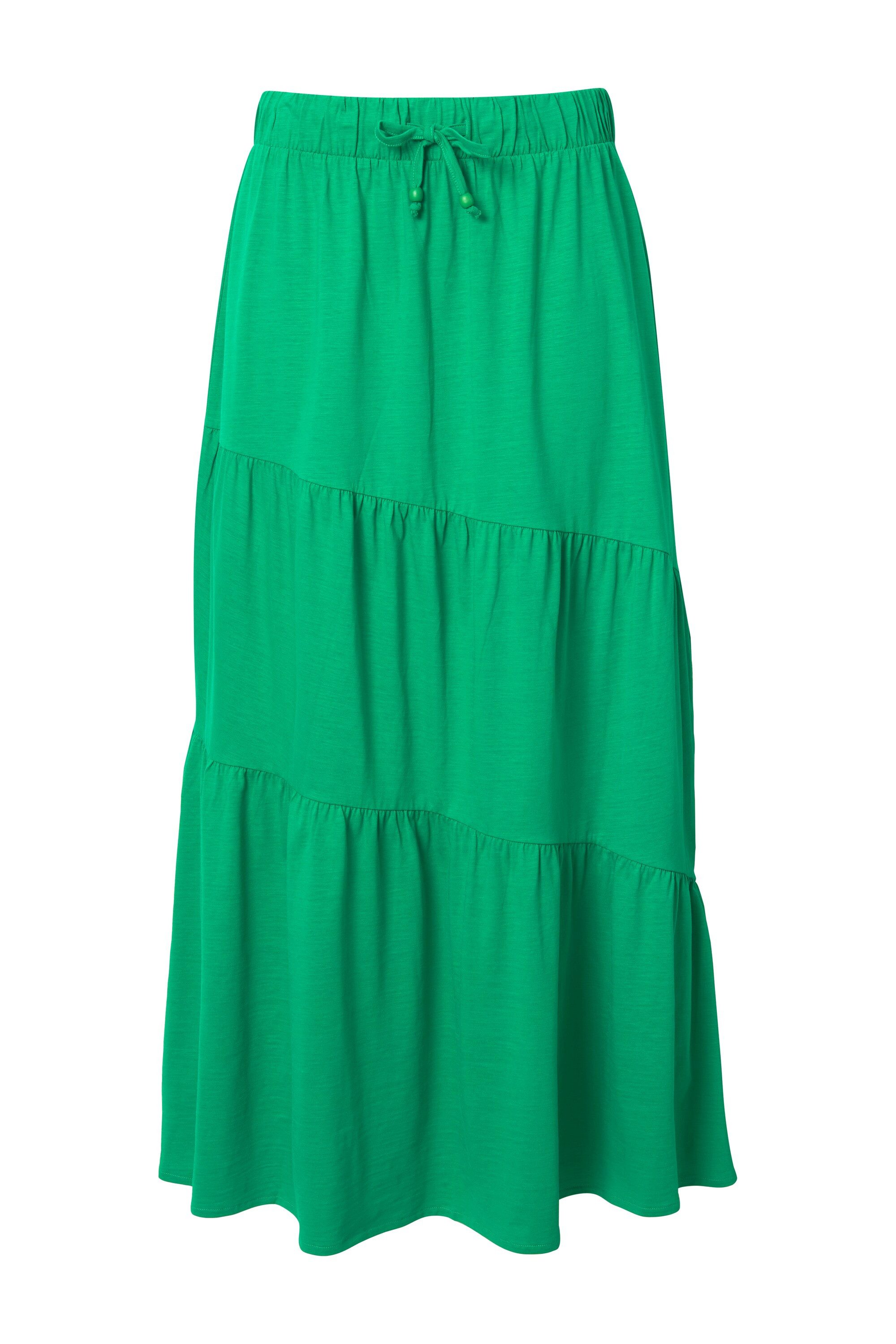 Ulla Popken Midirock Maxi-Jerseyrock Volantstufen A-Linie günstig online kaufen