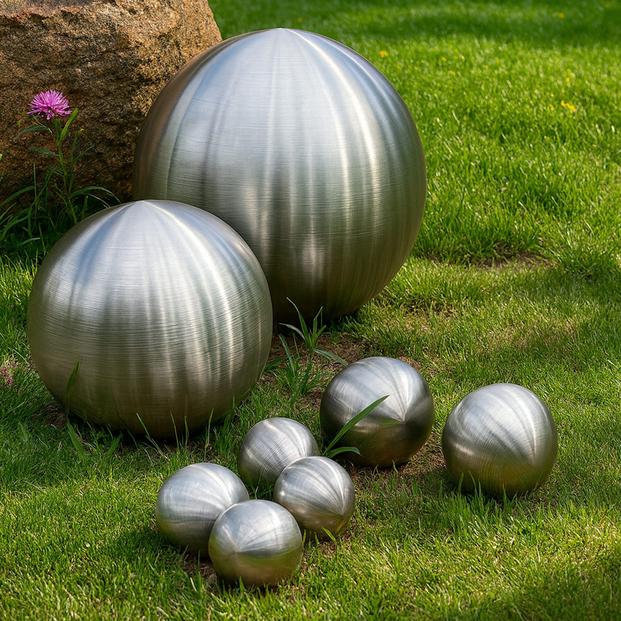 Köhko Dekokugel Edelstahlkugel 8er mattekugel Set Gartenkugeln Teichkugeln