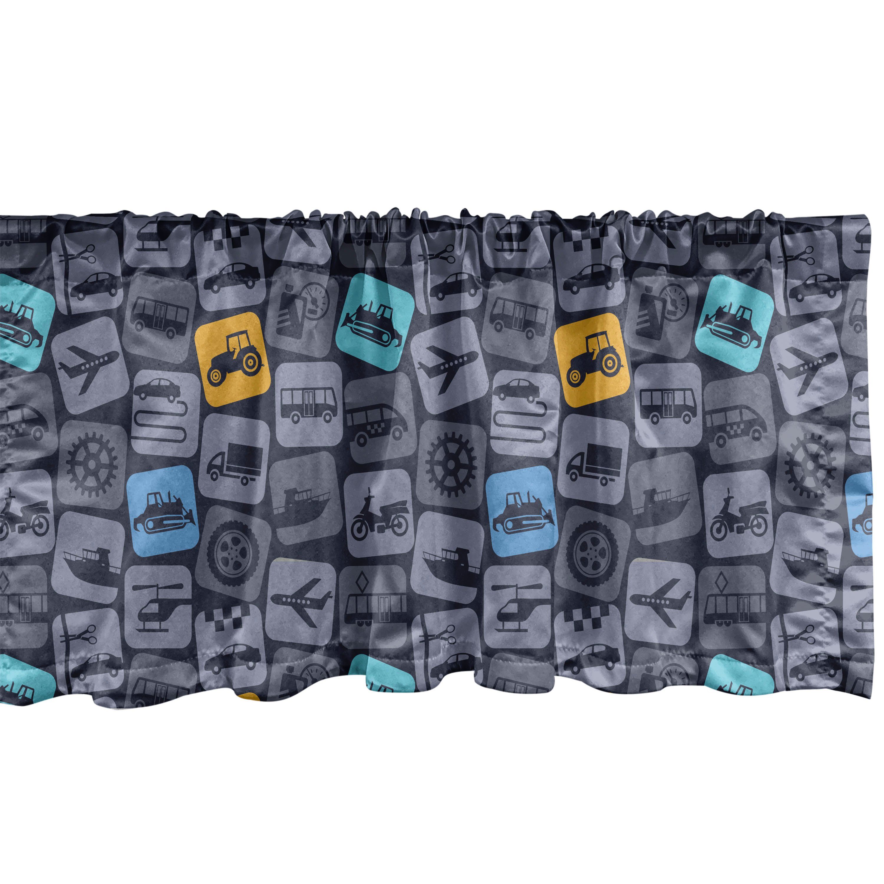 Scheibengardine Vorhang Volant für Küche Schlafzimmer Dekor mit Stangentasche, Abakuhaus, Microfaser, Fahrzeug Transport-Piktogramm