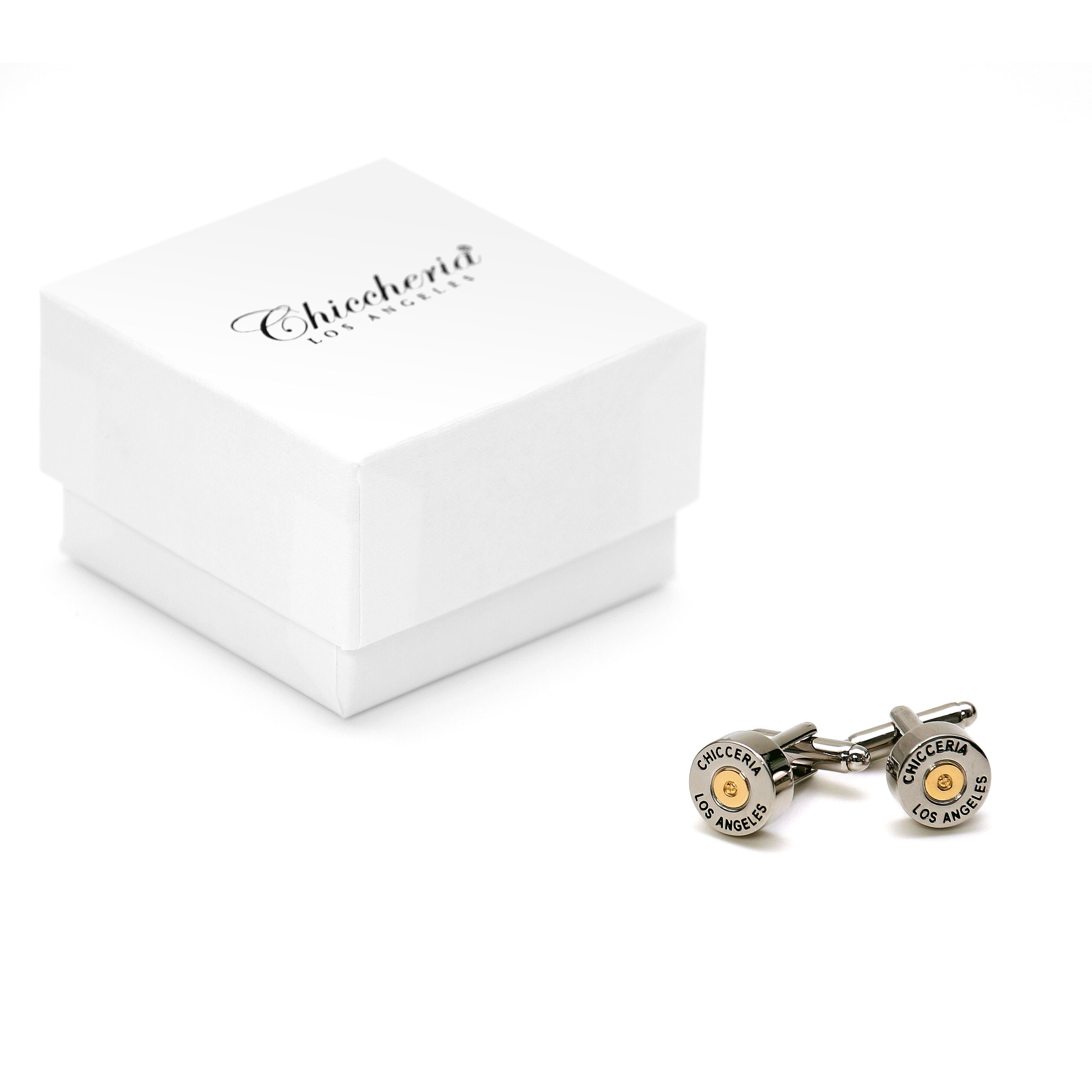 Chiccheria Brand Manschettenknöpfe Patrone, silber-gold, für Hemden, Sakkos, Jacketts, Smoking