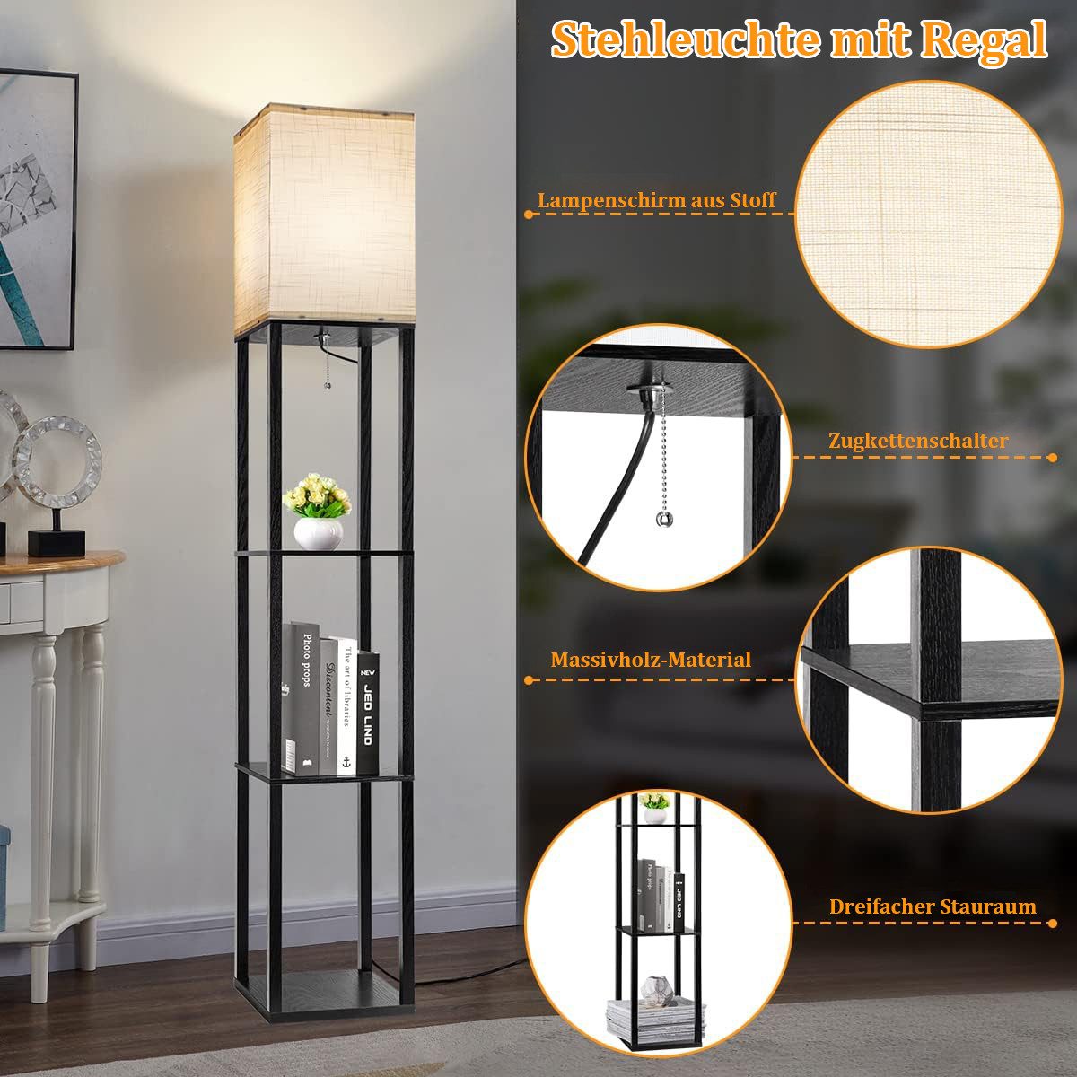 Jibenhome LED Stehlampe Stehlampe mit 3-Ebenen günstig online kaufen