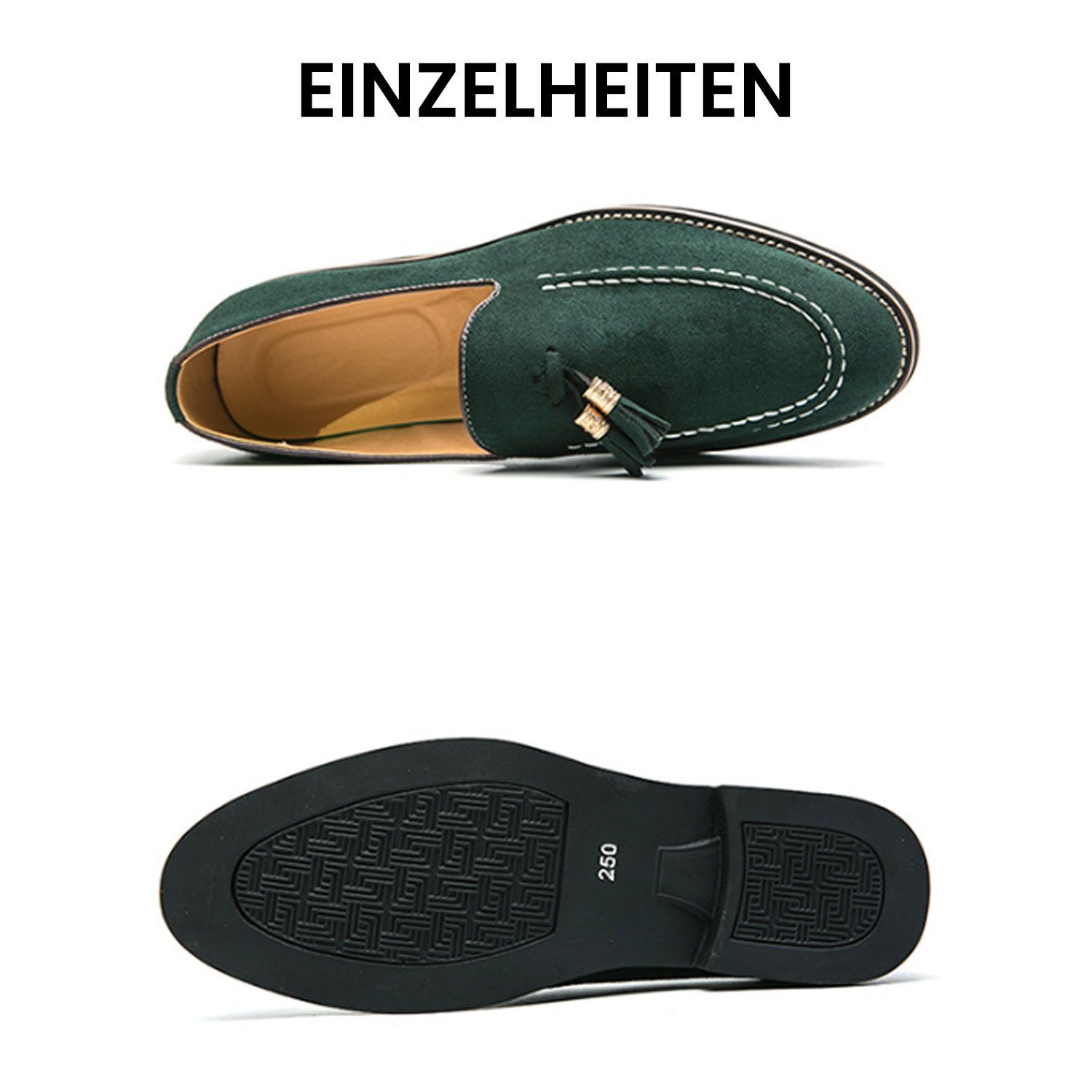 Daisred Businessschuhe Loafer Slipper Schwarz Herren Mokassin Leicht Bootsschuhe