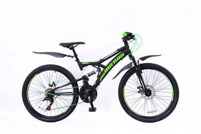 T&Y Trade Mountainbike 24 Zoll Kinder Jungen Fahrrad Mountainbike MTB Fully Rad Oberon Grün, 18 Gang Shimano, Kettenschaltung, 18 Shimano Gang, Fully, Kettenschaltung, Scheibenbremse