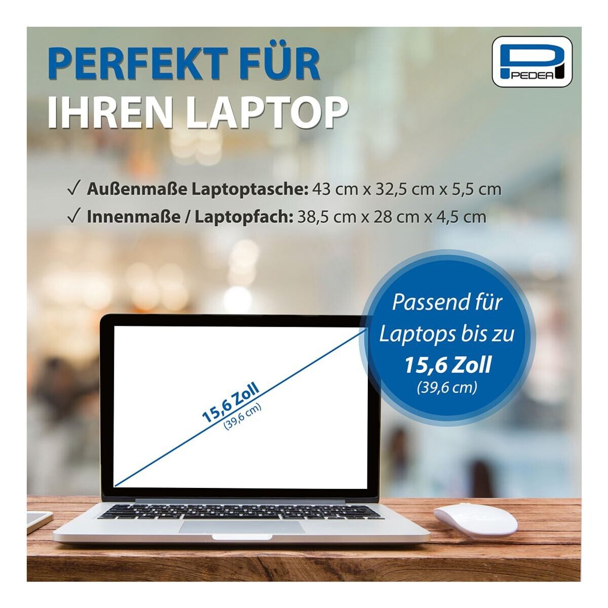 PEDEA Laptoptasche Trendline, 15,6", mit abnehmbarem Schultergurt