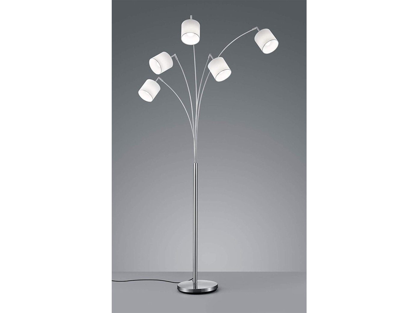Designer-lampen Große Lampenschirme Stehlampe, LED ausgefallene LED H Dimmfunktion, Stoff meineWunschleuchte 200cm Warmweiß, Silber-Weiß wechselbar, dimmbar
