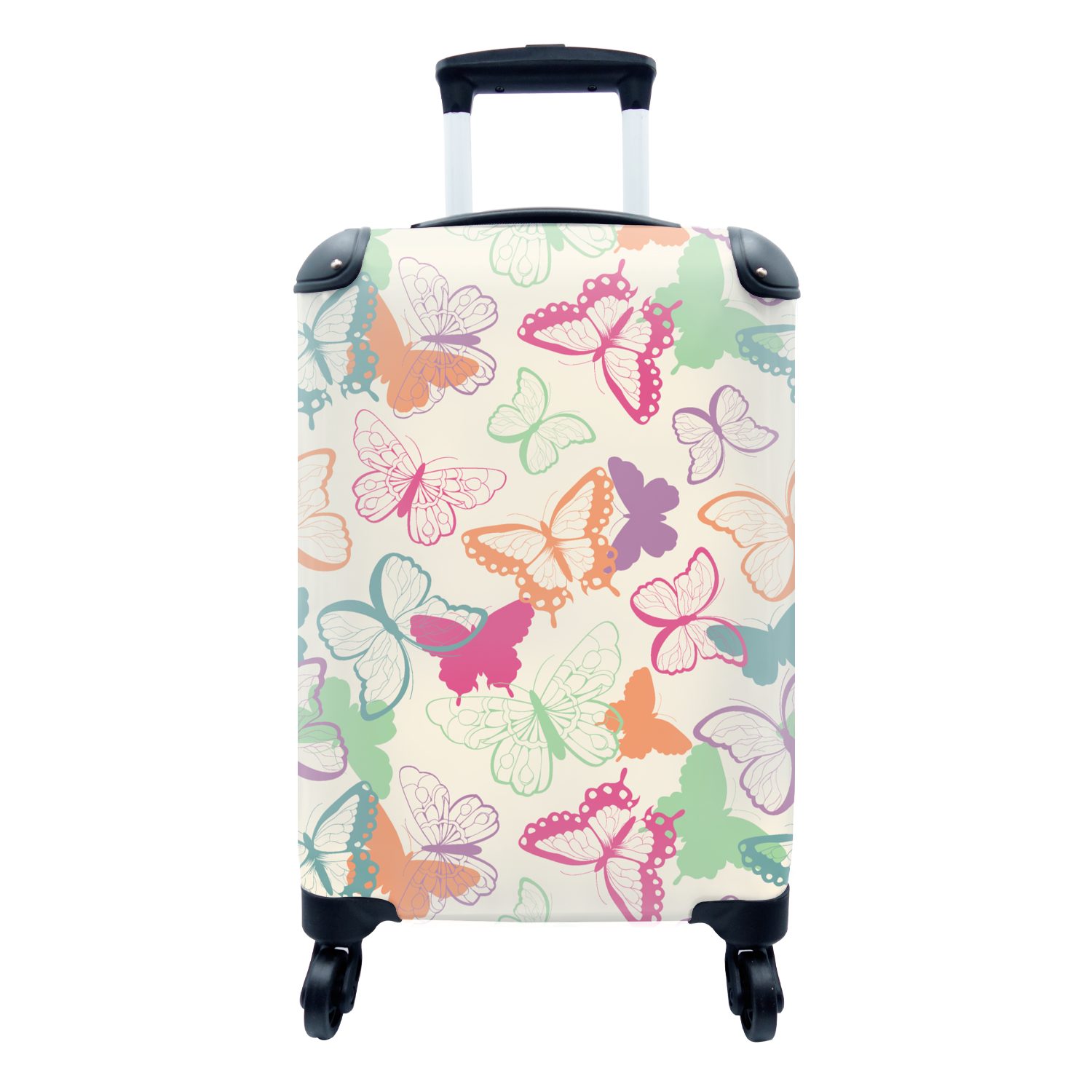 Reisetasche - rollen, MuchoWow Insekten, mit Handgepäck Reisekoffer Trolley, Muster 4 Schmetterlinge Rollen, Ferien, Handgepäckkoffer für -