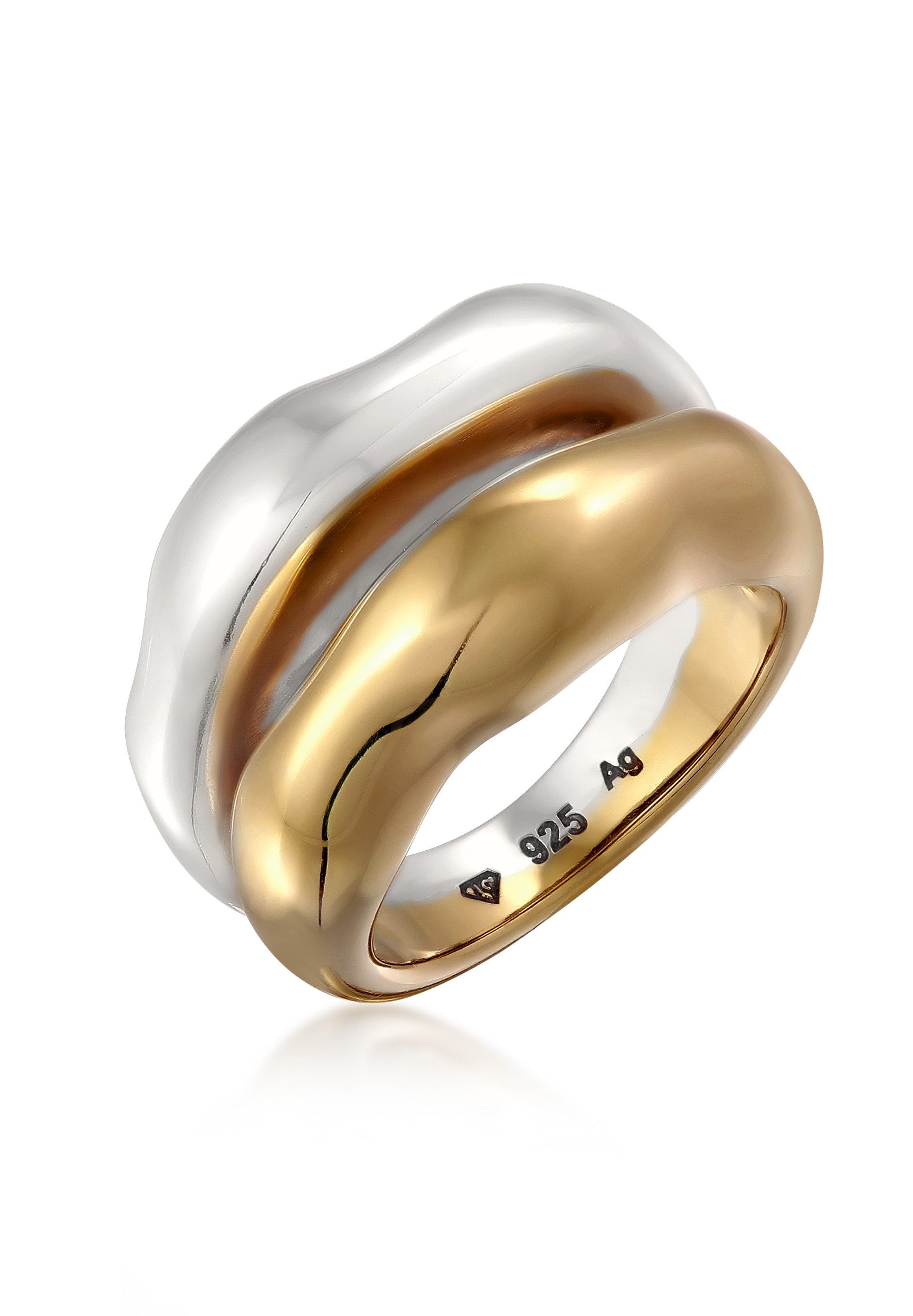 Elli Premium Fingerring Bandring Bicolor Organic Look 925 Sterling Silber v günstig online kaufen