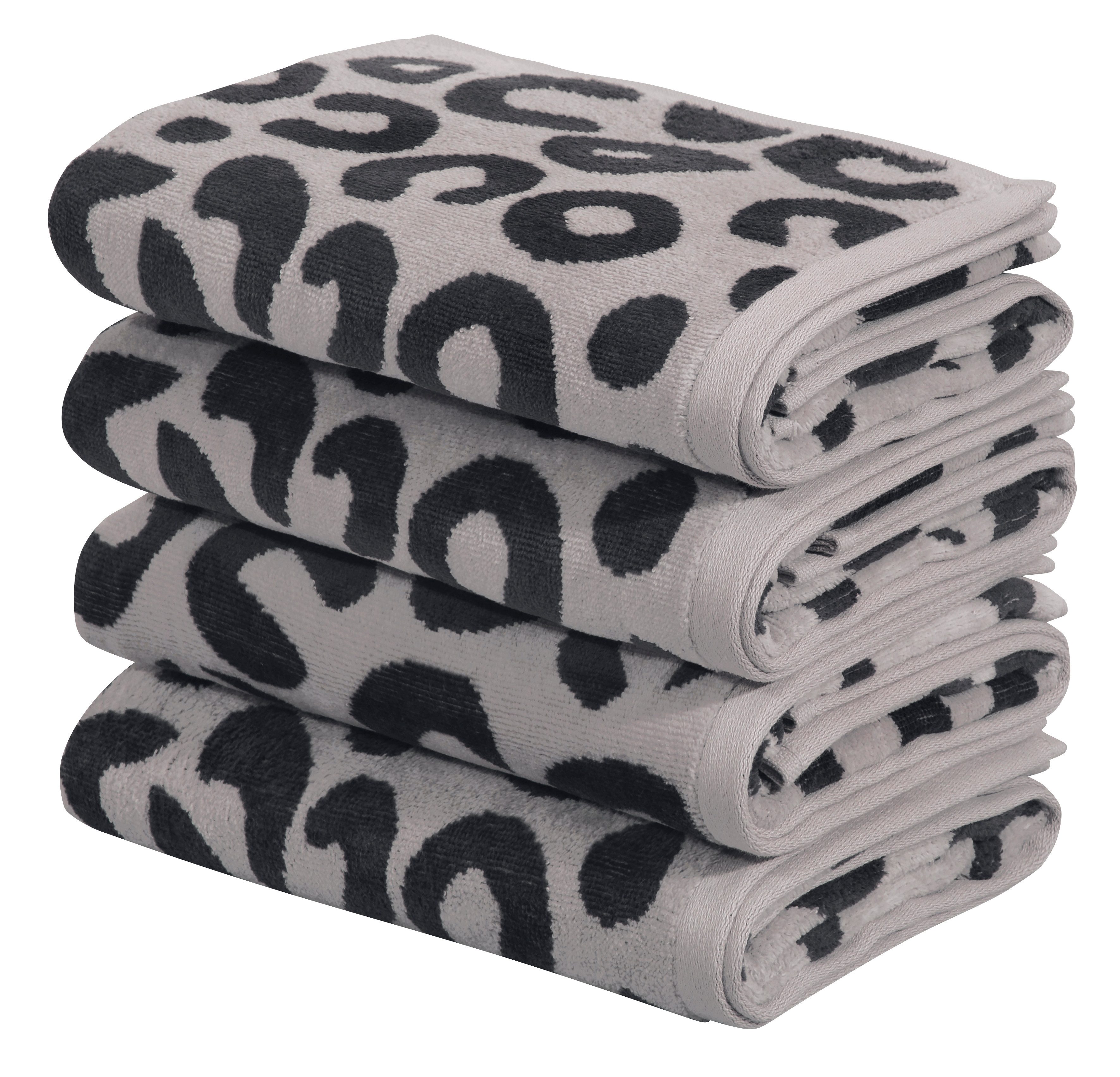 OTTO home Handtuch Set Anna Leopardmuster, 4-tlg Handtuch-Set, 50x100cm, 100% Baumwolle, Frottiervelours (Set, 4-St), Handtücher, weich, saugstark, modern, Leo, Animal Print. Reduzierter Preis € 22,99. Unverbindliche Preisempfehlung € 58,99