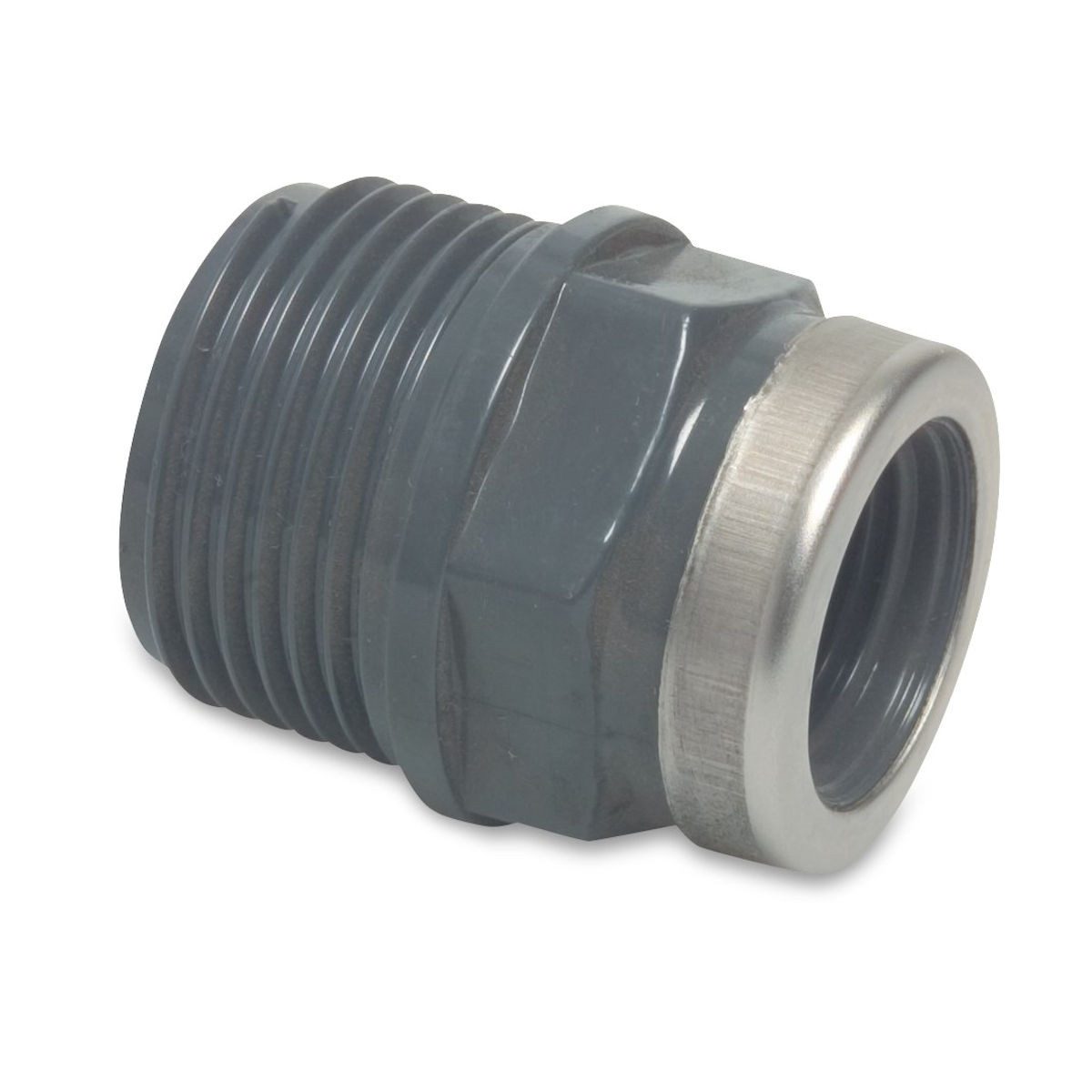 Profec Gewindefitting Reduzierstück verstärkt, PVC-U, AG x IG - 10 bar, grau, 1 1/2 Zoll AG x 1/2 Zoll IG